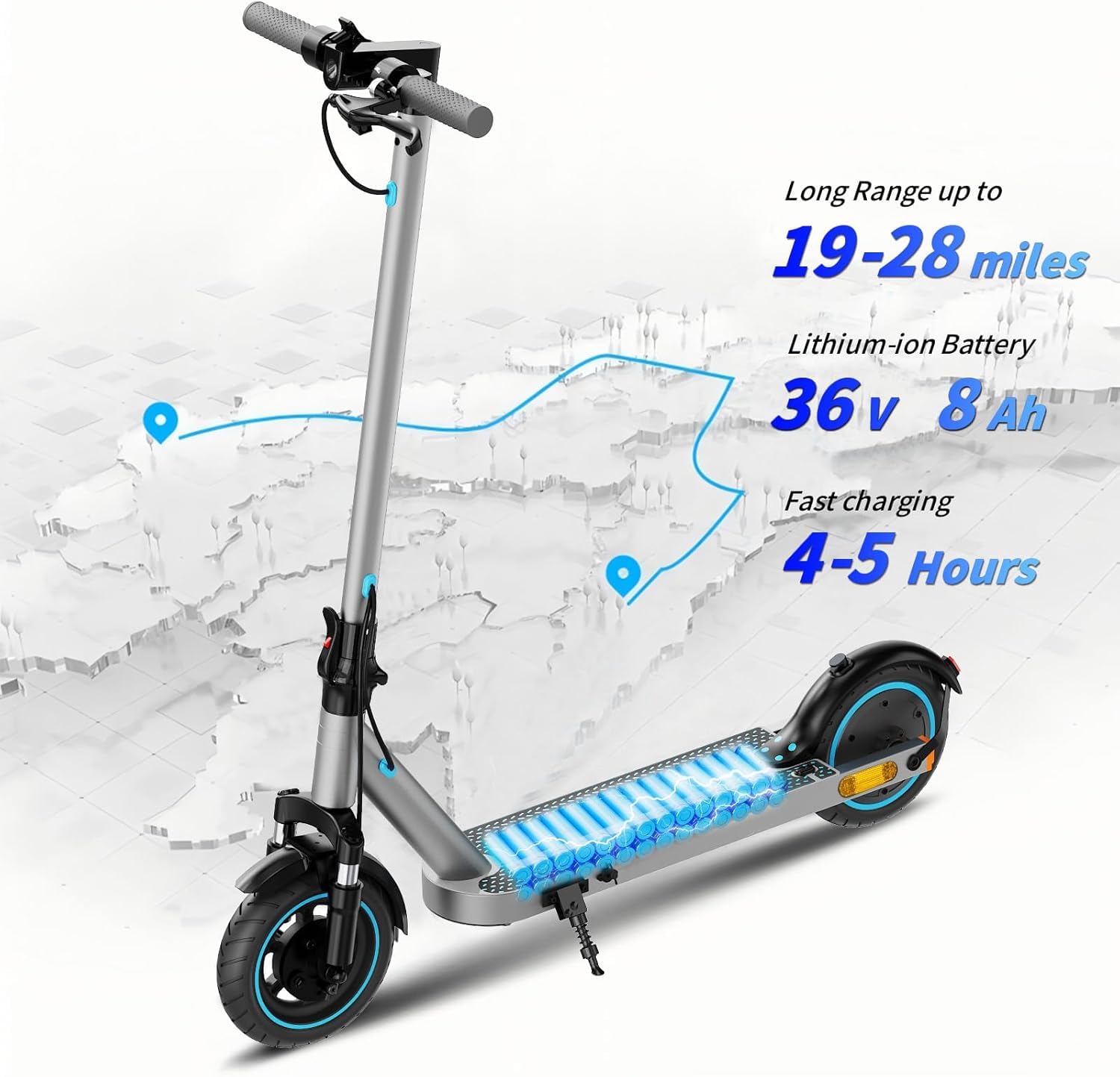 QnQ Electric Scooter, Powerful 500W/1000W Dual Motors, Max20/28/35Miles Long Range, Top Speed 19MPH, 8.5" Tires, E-Scooter for Adults and Teens
