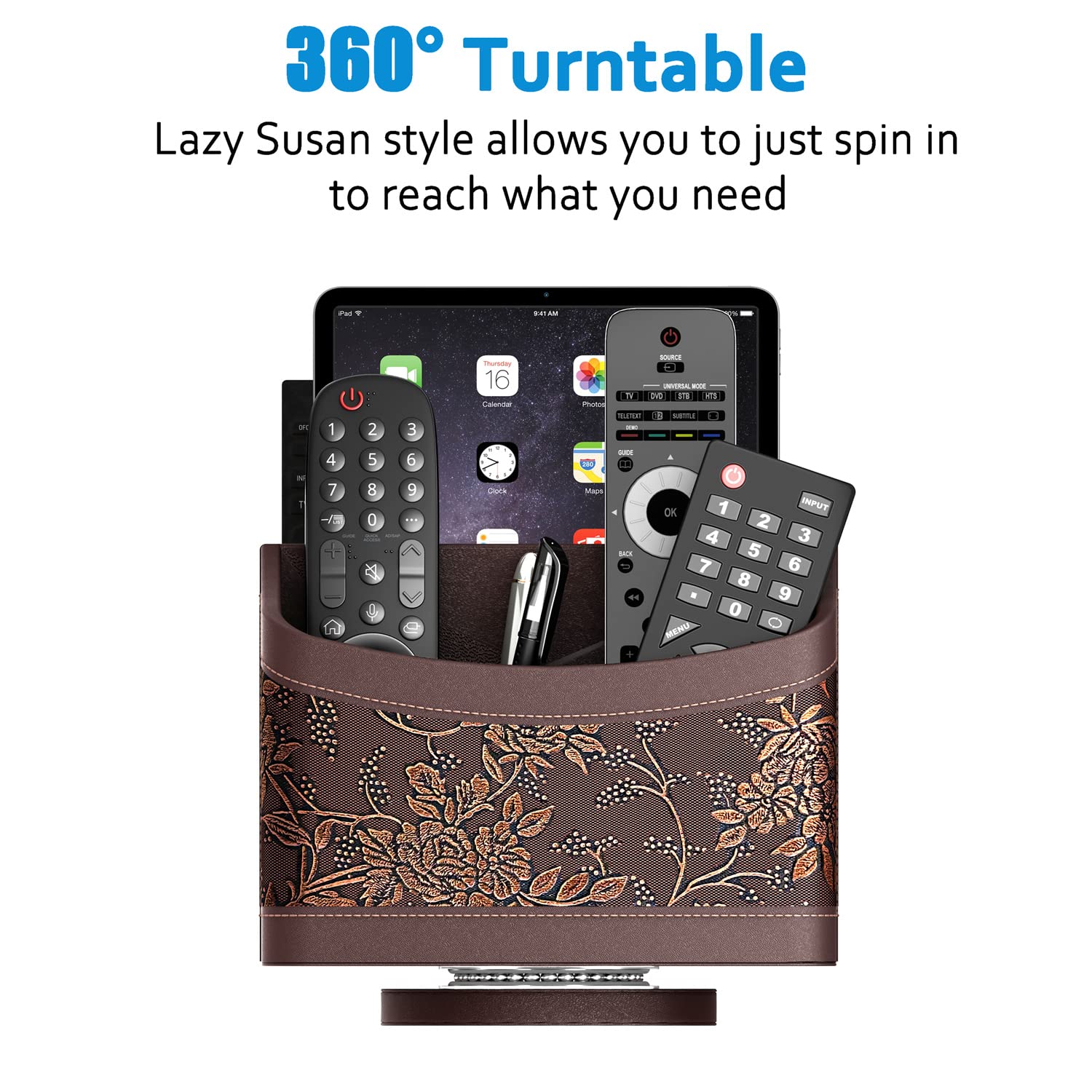 Thipoten Leather Desk Organizer and Remote Control Holder