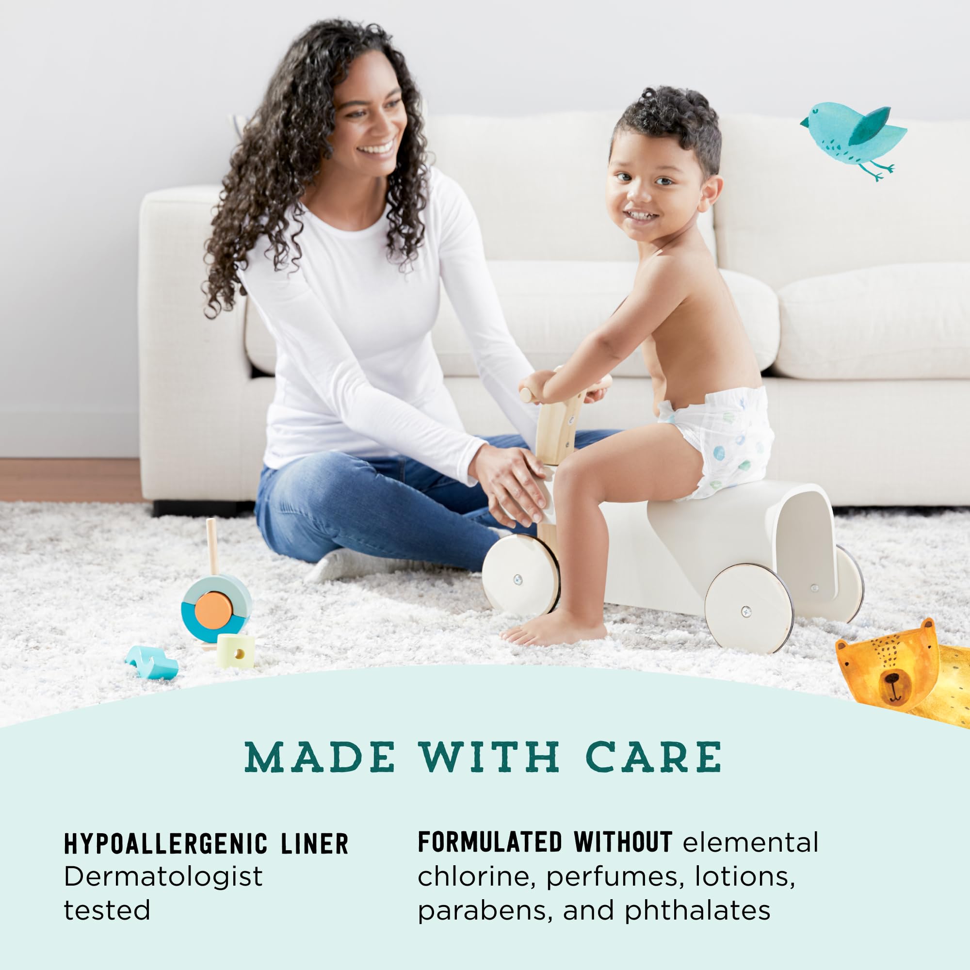 Amazon Brand - Mama Bear Gentle Touch Diapers, Hypoallergenic, Size 4, 148 Count, 4 Packs of 37