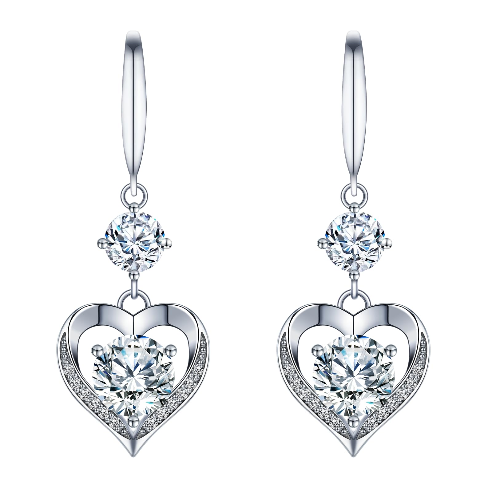 Earrings Gifts for Her, Sterling Silver, Moissanite