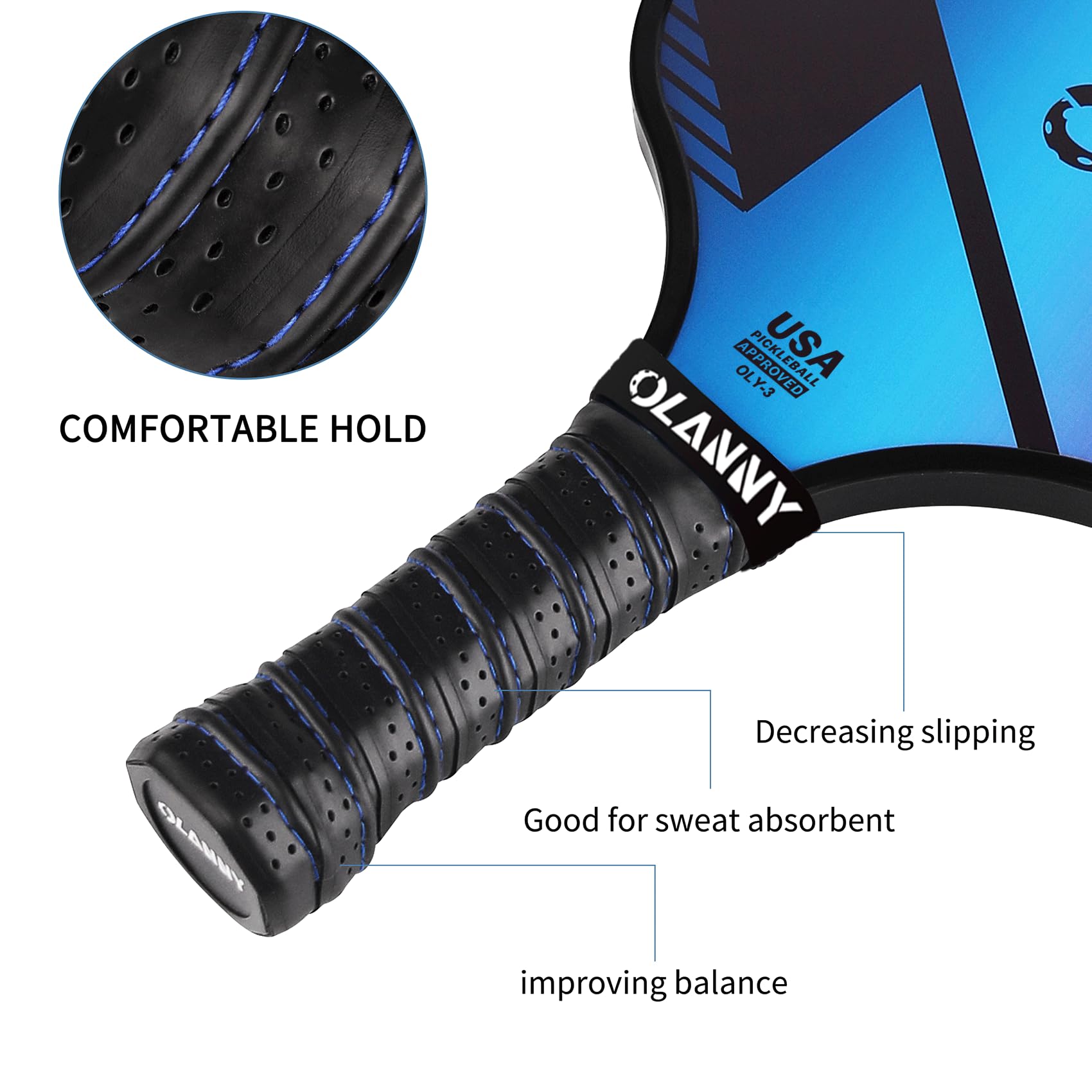 OLANNY Pickleball Paddles Set of 4 Graphite Pickleball Set with Honeycomb Core and Comfort Grip,Pickle-Ball Equipment includes 4 Pickleball Racquets,6 Balls,4 Pickleball Grip Tape & 1 Portable Bag