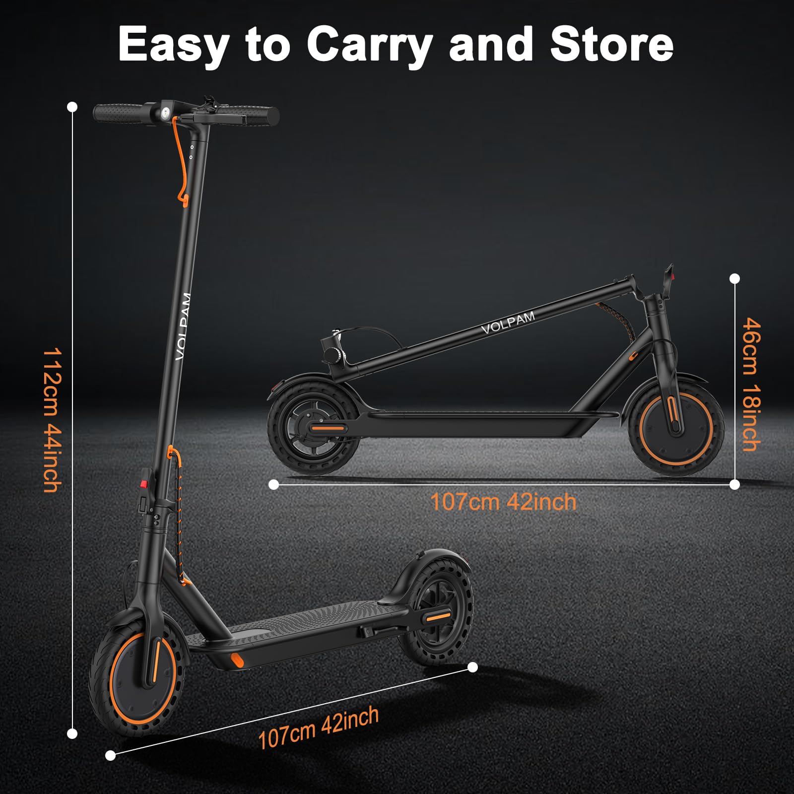 VOLPAM Adult Electric Scooter, 350W/500W/800W Powerful Motor, 8.5"/10"/11'' Solid Tires, 19/21/31Mph, 32/28/23/21/18/16Miles Max Range, Dual Braking