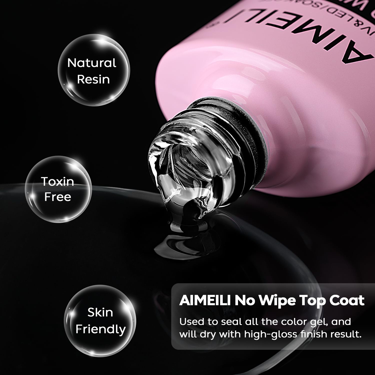 AIMEILI Gel Nail Polish Hema Free No Wipe Top and Base Coat Set, Cruelty Free, Vegan, Shine Finish and Long Lasting, Soak Off Gel Nail Lacquer - 2 x 10ml