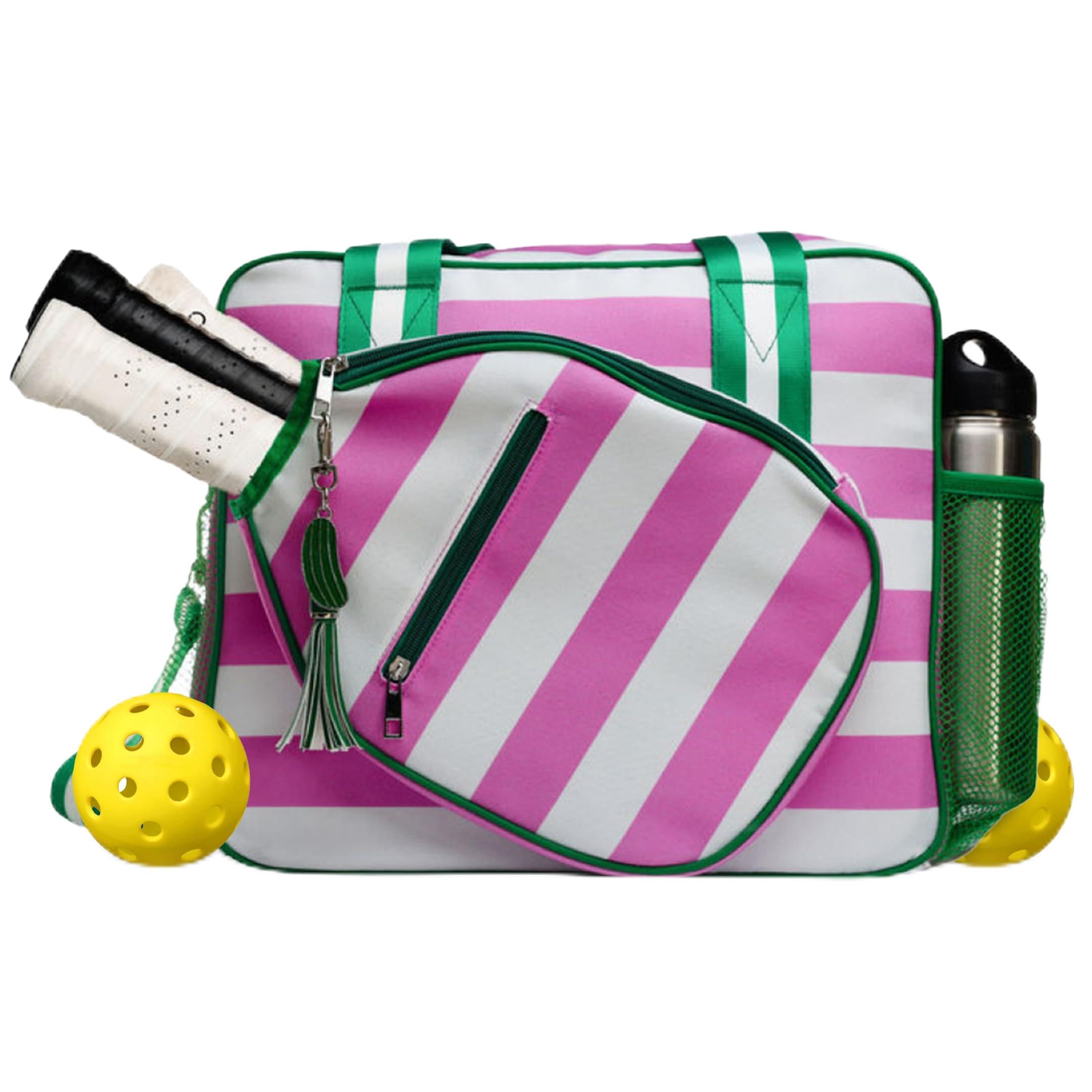 Fresh Pickle Lola Pickleball Tote - Pink/white Designer Series Pickleball Bag for Women | Premium Pickleball Accessories for Women, Fashion-Forward Pickleball Bags, Chic and Durable Pickle Ball Bags