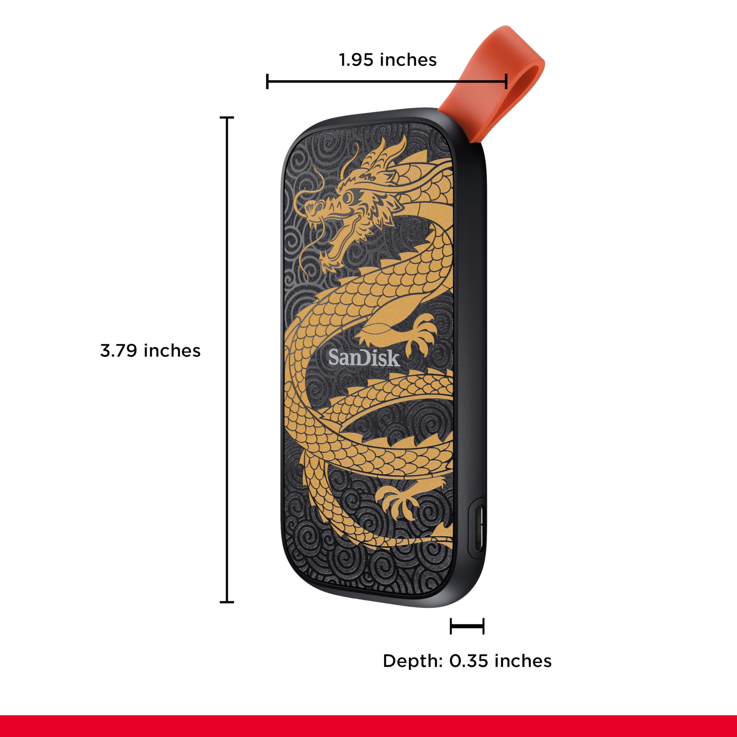 SANDISK 1TB Portable SSD, Dragon Edition - Up to 800MB/s, USB-C, USB 3.2 Gen 2, Updated Firmware - External Solid State Drive - ‎SDSSDE30-1T00-GD25