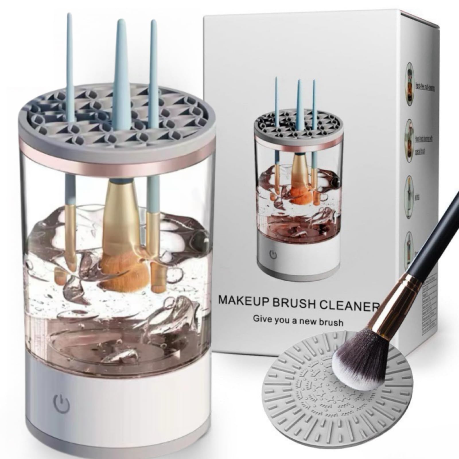 Makeup Brush Cleaner Electric,Makeup Brush Cleaner Machine,Electric Makeup Brush Cleaner, Ideal For Traveling And Makeup Lovers For Professionals (white)