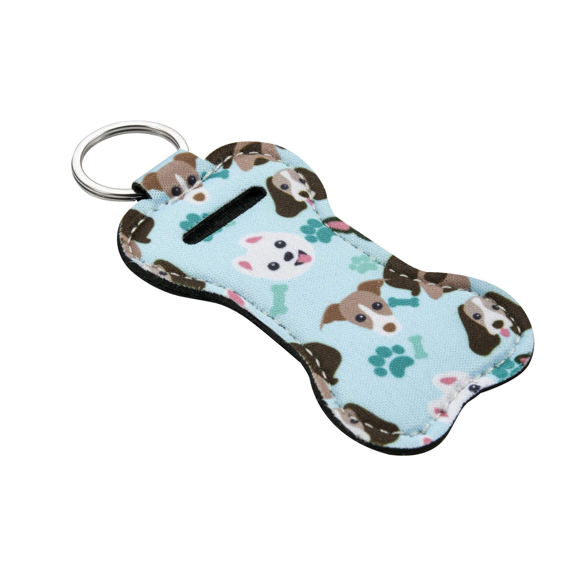 Beautyflier Neoprene Chapstick Lipstick Keychain Holder (Dog Pattern)