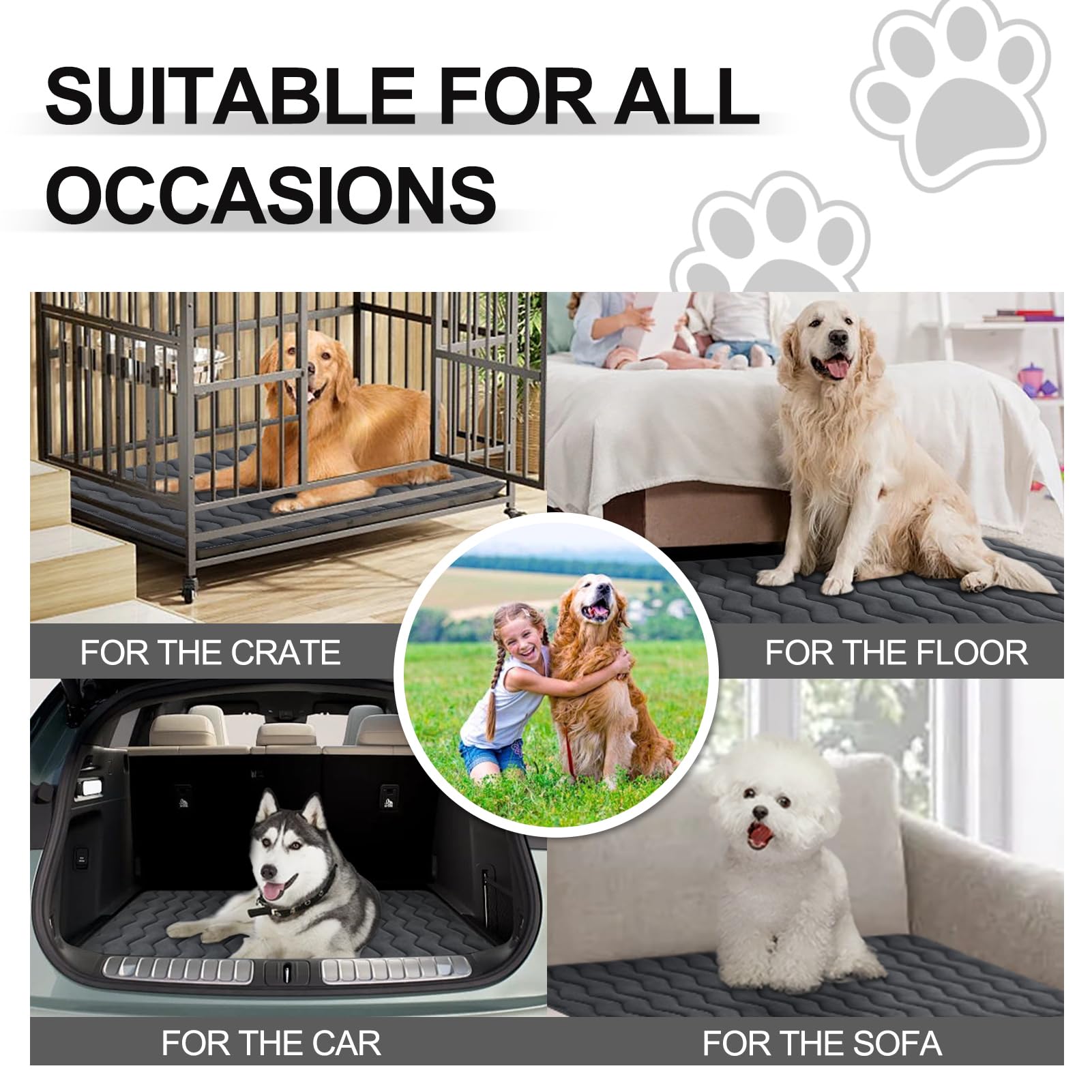 Bubble bear Dog Crate Mat,Soft Dog Crate Mat with Anti-Slip Bottom,Machine Washable,Portable Kennel Pad, Lightweight Travel Flat Pet Beds for Indoor& Outdoor Dogs（36"X 23"）