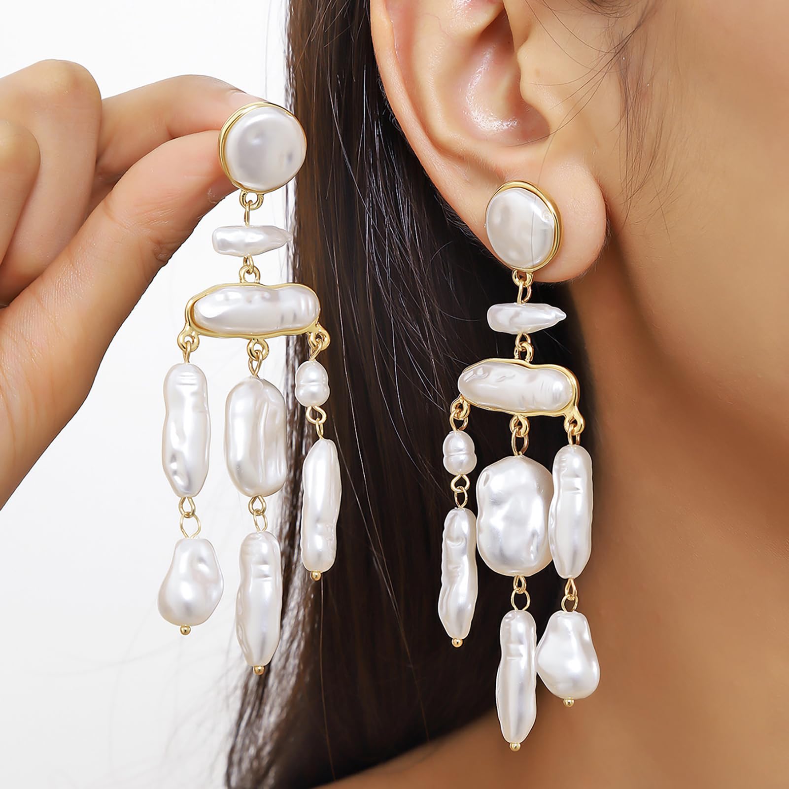 JeeweLife Baroque Tassel Earrings Dangle Earrings Christmas Jewelry Gifts for Women, Gold