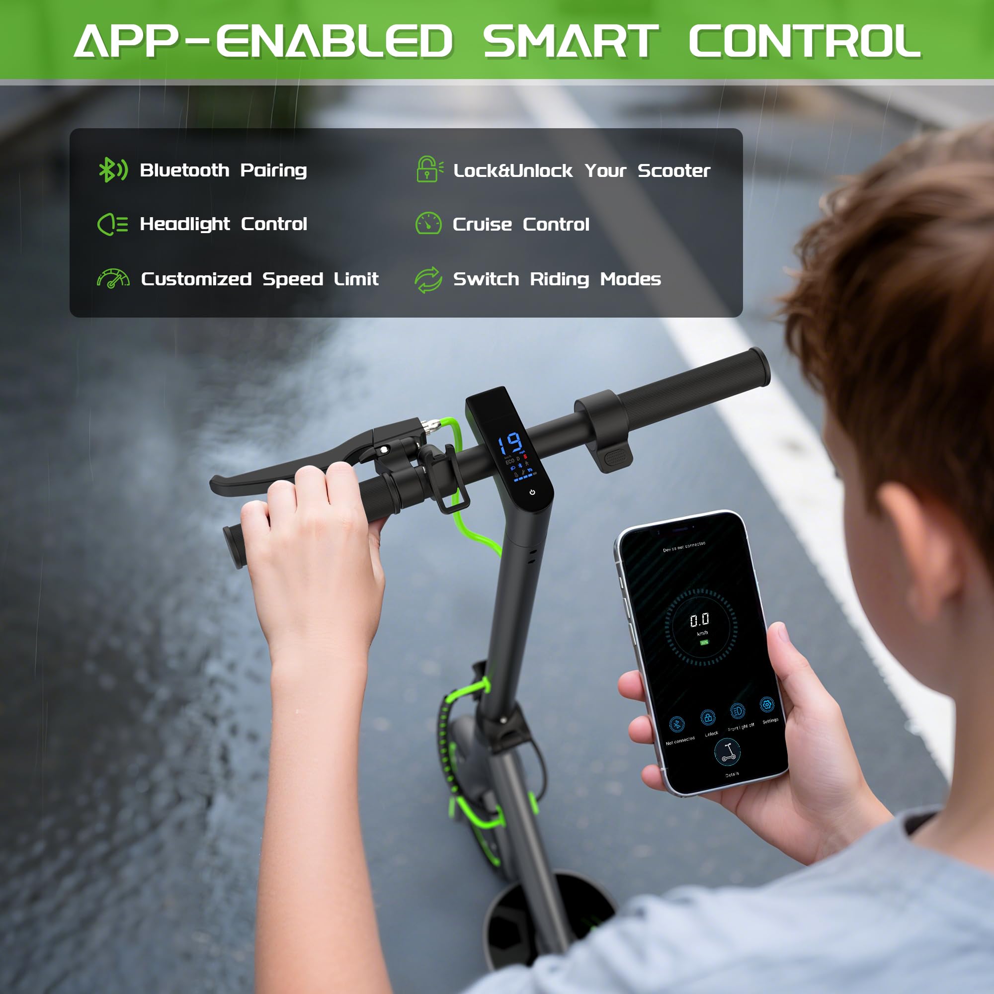 MAXSHOT Electric Scooter Adults & Big Kids, Top Speed 9/16/19/22MPH, 10/12/16/21/50Miles Range, 6.5"/8.5"/14" Tires Folding Commuter Escooter with Dual Suspension for Commuting, APP Control