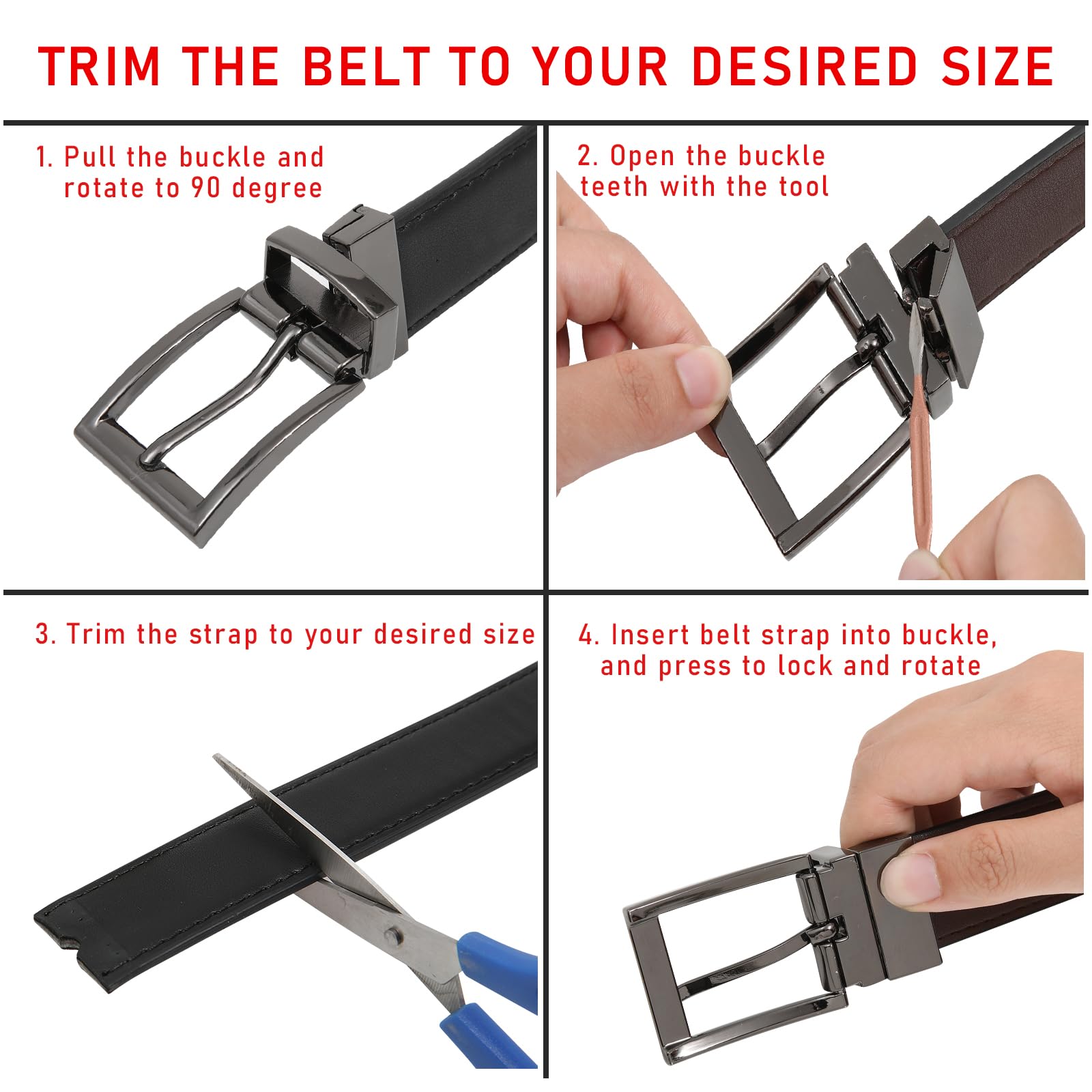 AWAYTR Reversible Leather Belt for Women - Two Color-in-One Belt for Jeans Women Men Belt with Rotated Buckle(Coffee/Black with Gun Color Buckle 39in(100cm))