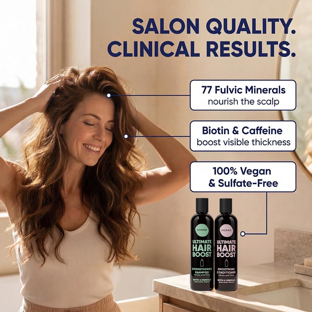 Moerie Hair Growth Shampoo and Conditioner for Women and Men, Hair Loss Solution with Biotin and Rosemary, Thickening Shampoo and Conditioner for Thinning Hair – Promotes Regrowth