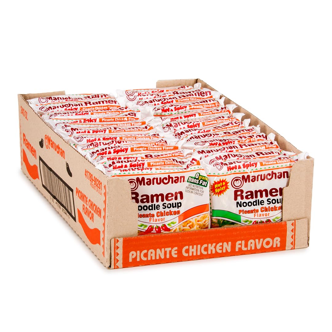 Maruchan Ramen Picante Chicken, Instant Ramen Noodles, Ready to Eat Meals, 3 Oz, 24 Count