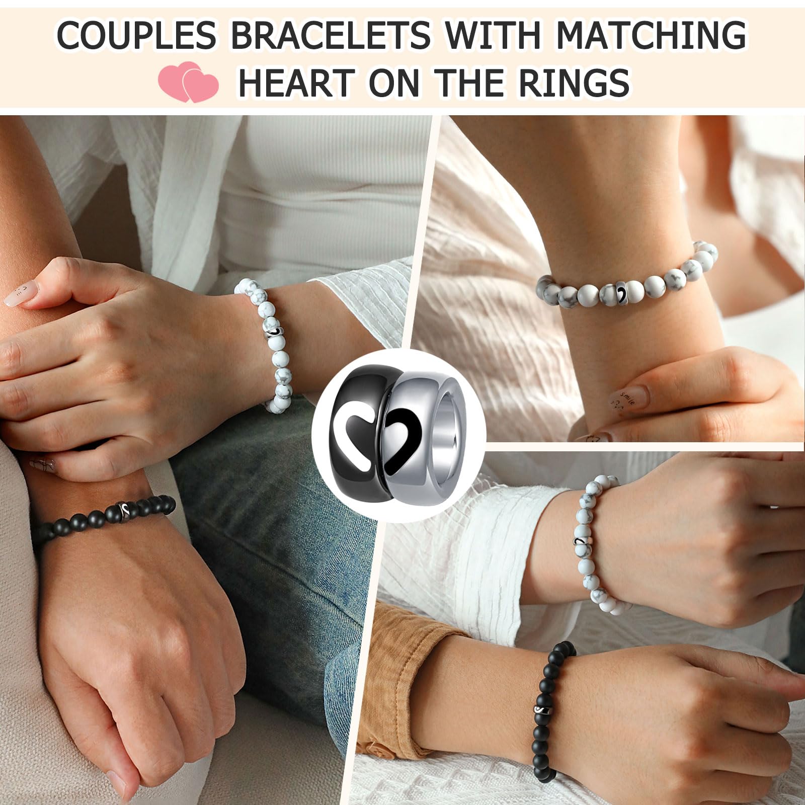 UNGENT THEM Mr and Mrs Engagement Wedding Gifts for Couples 2024 Him Her Bride Groom Wedding Registry Idea for Husband Wife Anniversary Bracelet