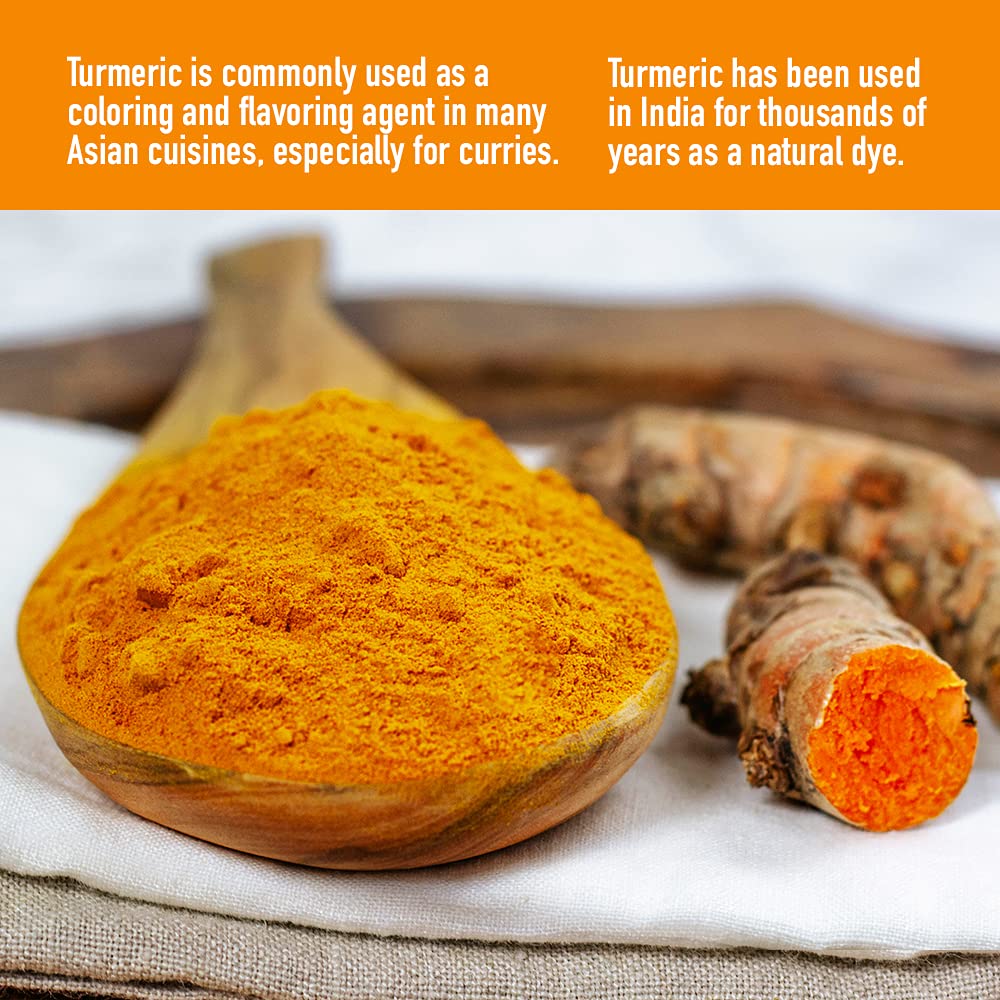 HQOExpress - USDA Certified Organic - Non GMO - Ground Turmeric Spice Powder Seasoning For Cooking - Sustainably Grown - Kosher - 21 oz. Chef Jar