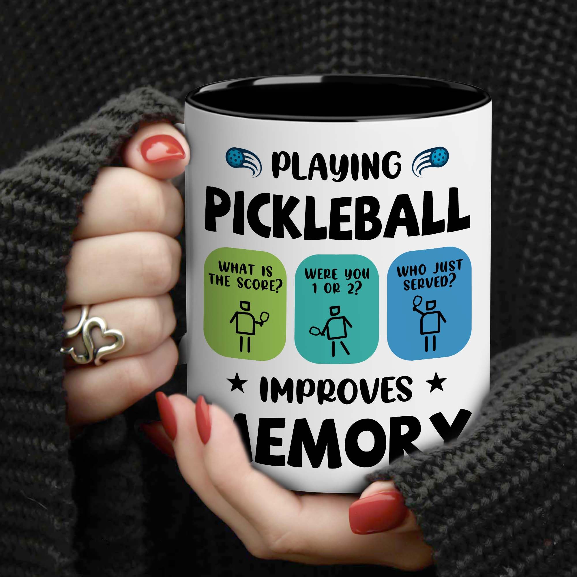 CAYVUSUA Pickleball Gifts - Pickleball Mug - Playing Pickleball Improves Memory Pickleball Ceramic Mug 11 OZ - Pickleball Gifts For Men, Women, Pickleball Lover - Christmas Sport Day Birthday Gifts