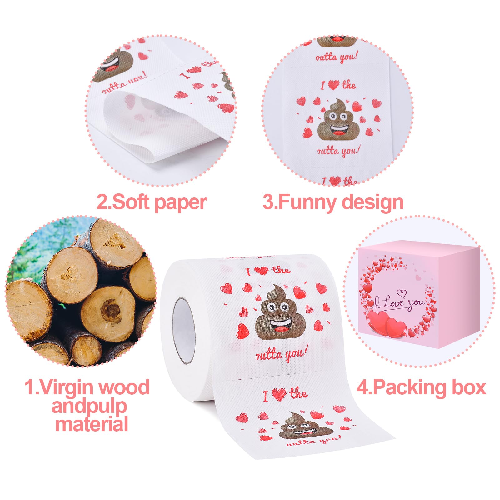 Valentines Day Gifts for Him Her, Romantic Novelty Gifts Toilet Paper, Funny Gag Gifts for Adults Men Women Boyfriend Girlfriend, Valentines Day Decor/Decorationsfor Party Supplies Valentine's Day