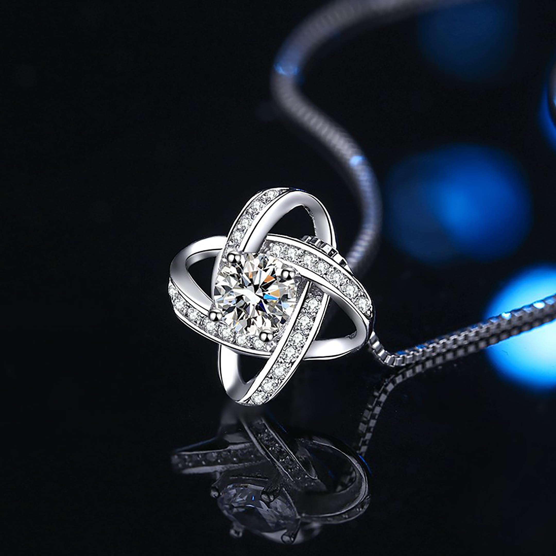 Wife Necklace From Husband To My Wife Necklace Soulmate Necklace For Women Future Wife Jewelry Birthday Gifts For Girlfriend Message Card and LED Box (Love Knot-Wife PU LED Box, 925 Sterling Silver)