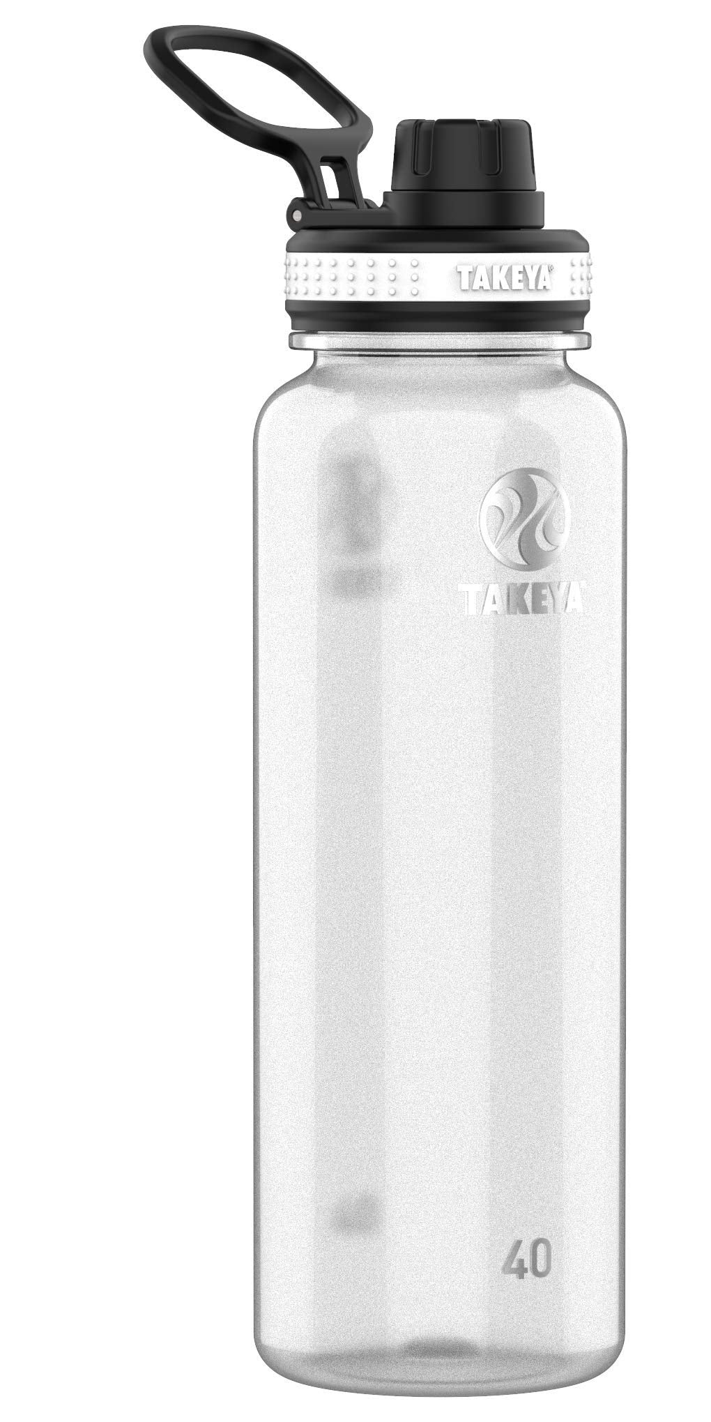 Takeya 40 oz Tritan Plastic Sport Water Bottle with Spout Lid, Premium Quality, BPA Free Food Grade Materials, Clear