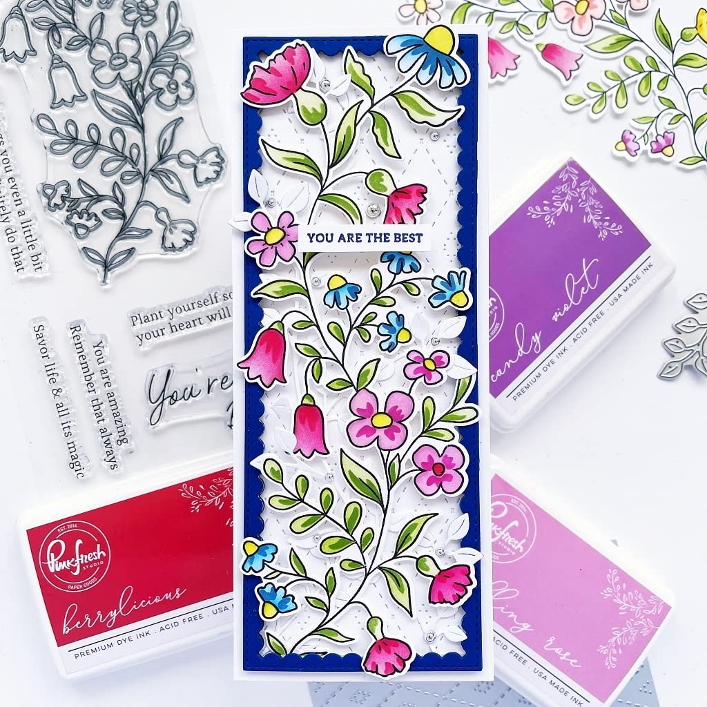 PINKFRESH STUDIO Stencil 4X9 6/PKG, Wildflower Slimline Layering