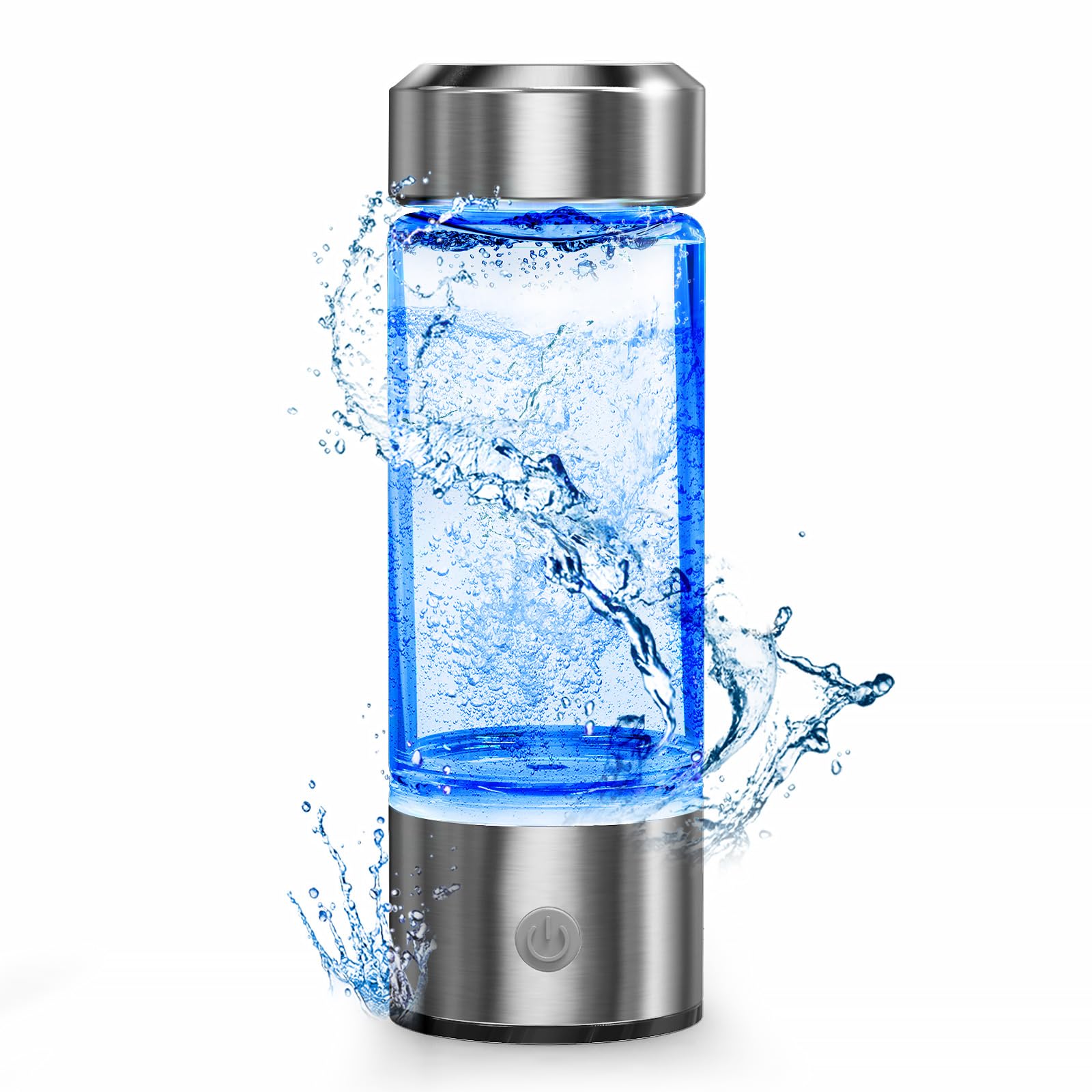 Hydrogen Water Bottle, Portable Hydrogen Water Ionizer Machine, Hydrogen Water Generator, Rechargeable Hydrogen Rich Water Glass Health Cup for Home Travel (Silver)