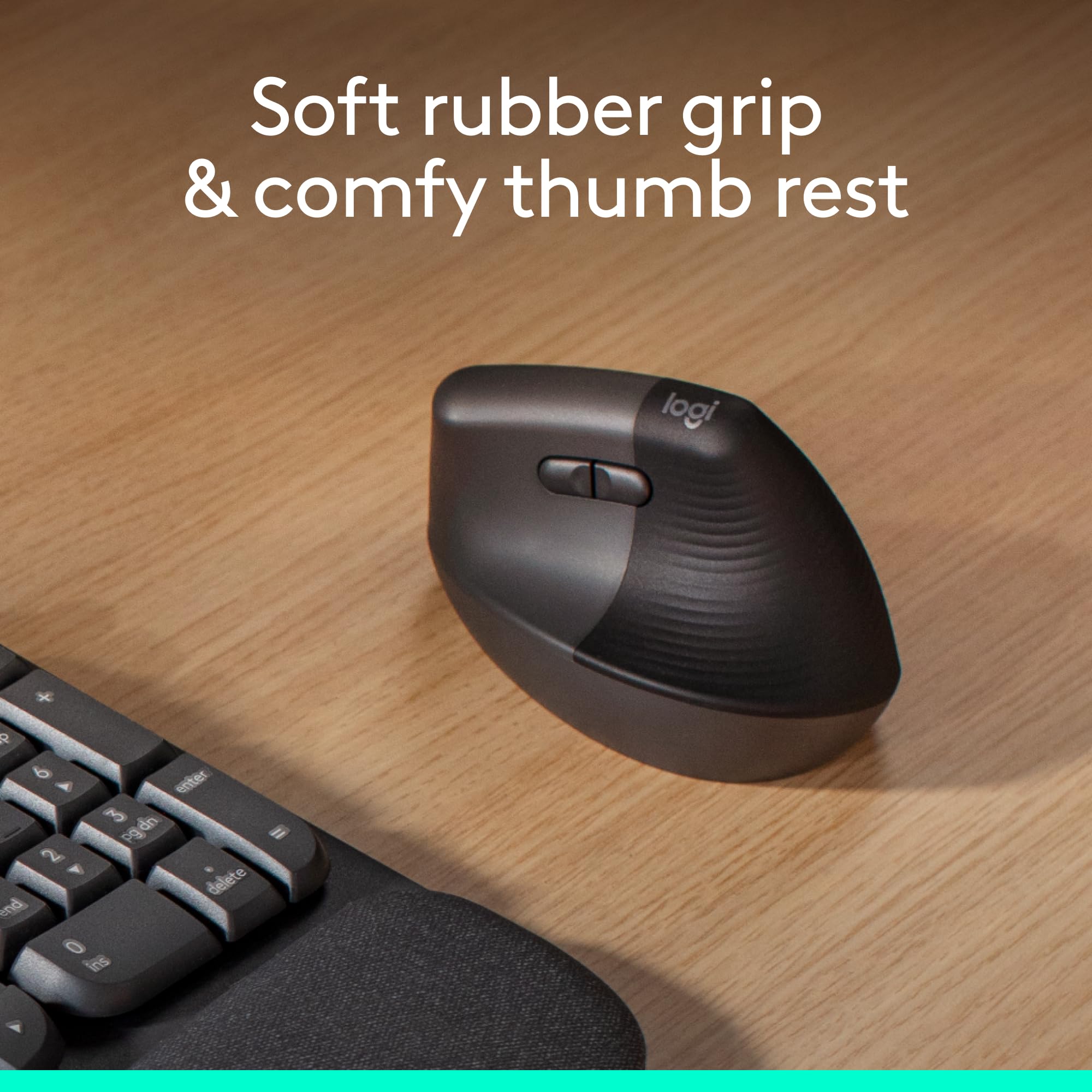 Logitech Lift Vertical Ergonomic Mouse, Wireless, Bluetooth or Logi Bolt USB Receiver, Quiet clicks, 6 Buttons, Compatible with Windows/macOS/iPadOS, Laptop, PC - Graphite