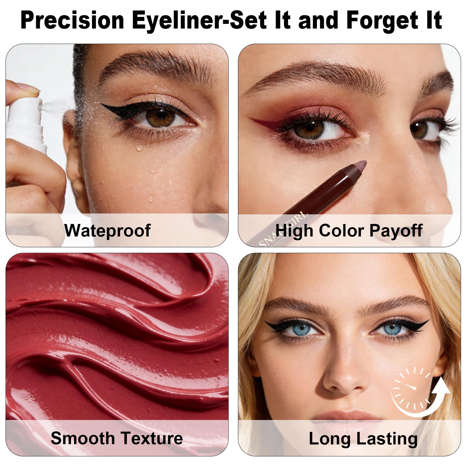 Brenqe Plum Gel Eyeliner Pencil,Smudge-proof Waterproof Long Lasting Plum Eye Liner, High-Pigmented Smooth Creamy Formula for Mature Women, Eyes Makeup Pen Includes Sharpener