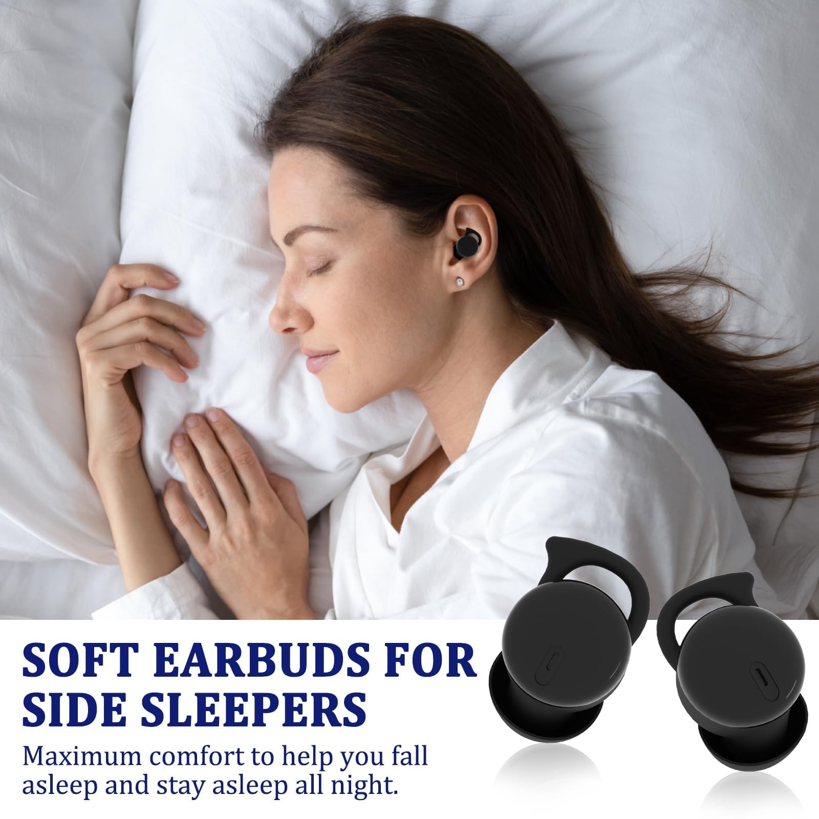 Invisible Sleep Headphones,Sleep Earbuds for Side Sleepers, Comfortable Noise Blocking Sleeping Earbuds, Bluetooth 5.3 Wireless Ear Buds for Sleeping, Driving, Cycling - Black