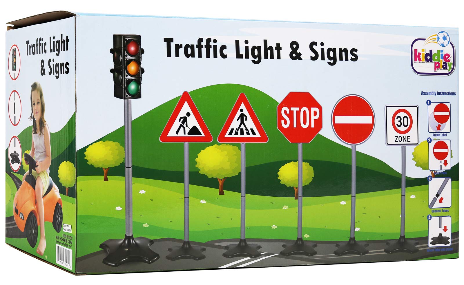 Kiddie Play Traffic Light Toys for Kids with 5 Street Signs
