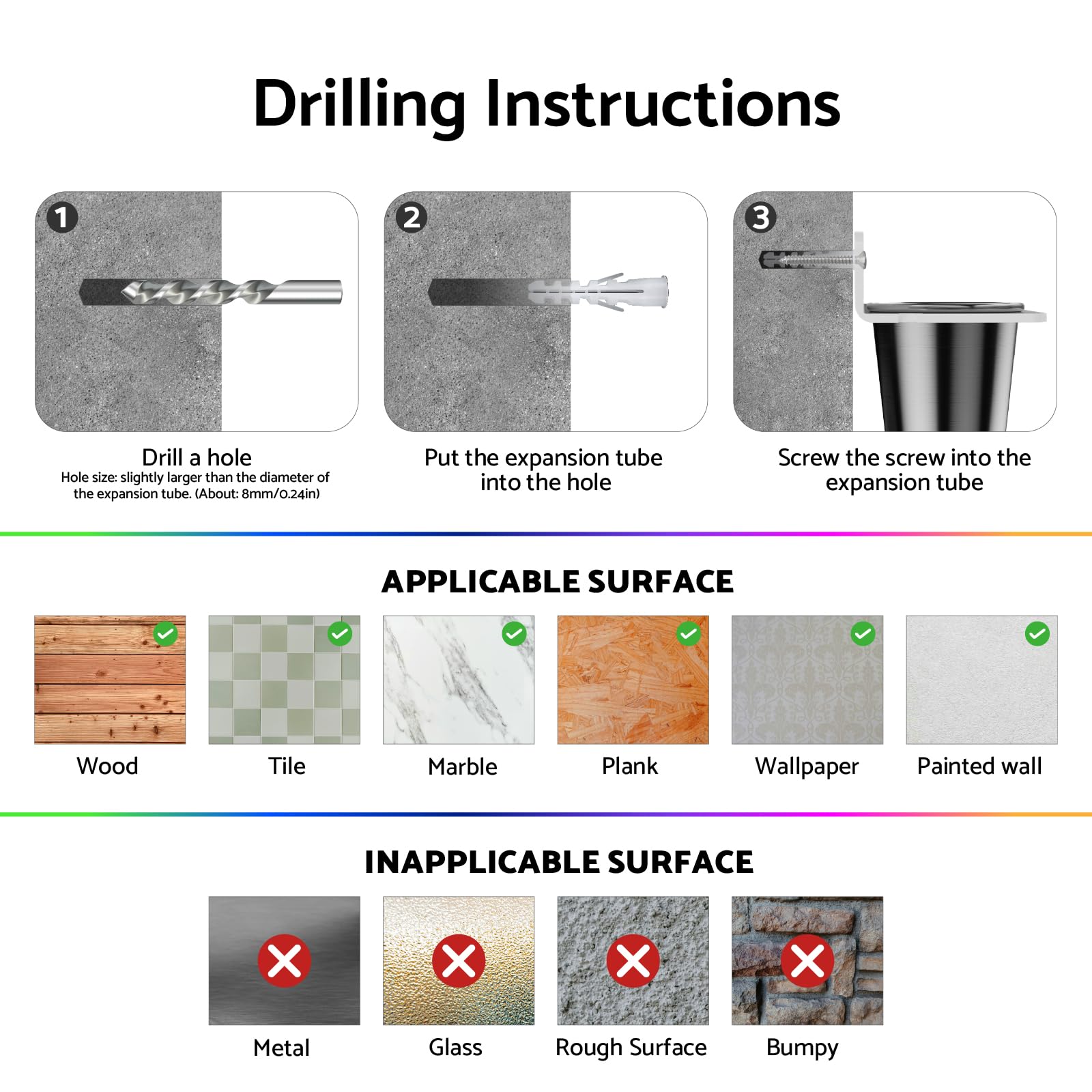 HIIMIEI Hair Tool Organizer Wall Mount, White Acrylic Hot Tool Holder with 2Cups, Bathroom Hair Styling Accessories Storage Organizer for Flat Iron, Blow Dryer, Curling Wand
