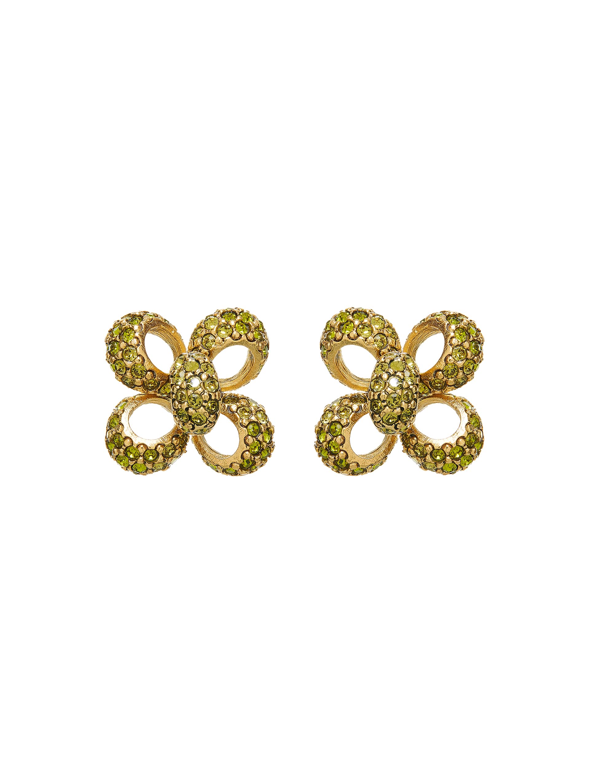 Oscar de la Renta, Small Crystal Clover Earrings, Olivine