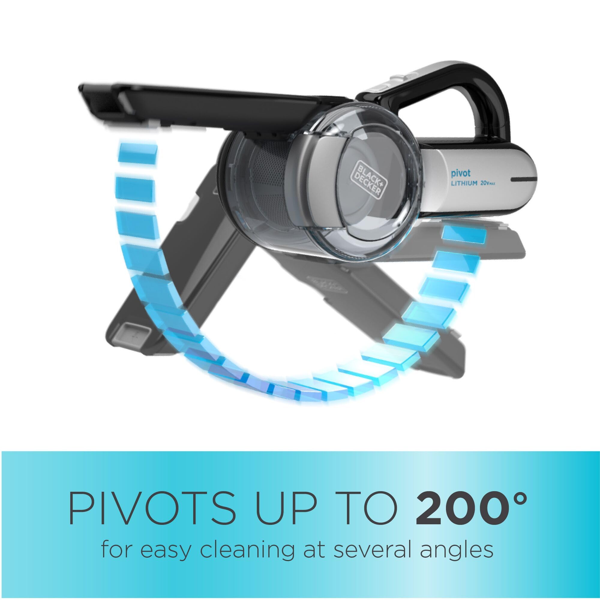 BLACK+DECKER dustbuster PIVOT VAC Cordless Handheld Vacuum, Home and Car Vacuum with Crevice Tool and Pivot Nozzle (BDH2000PL)