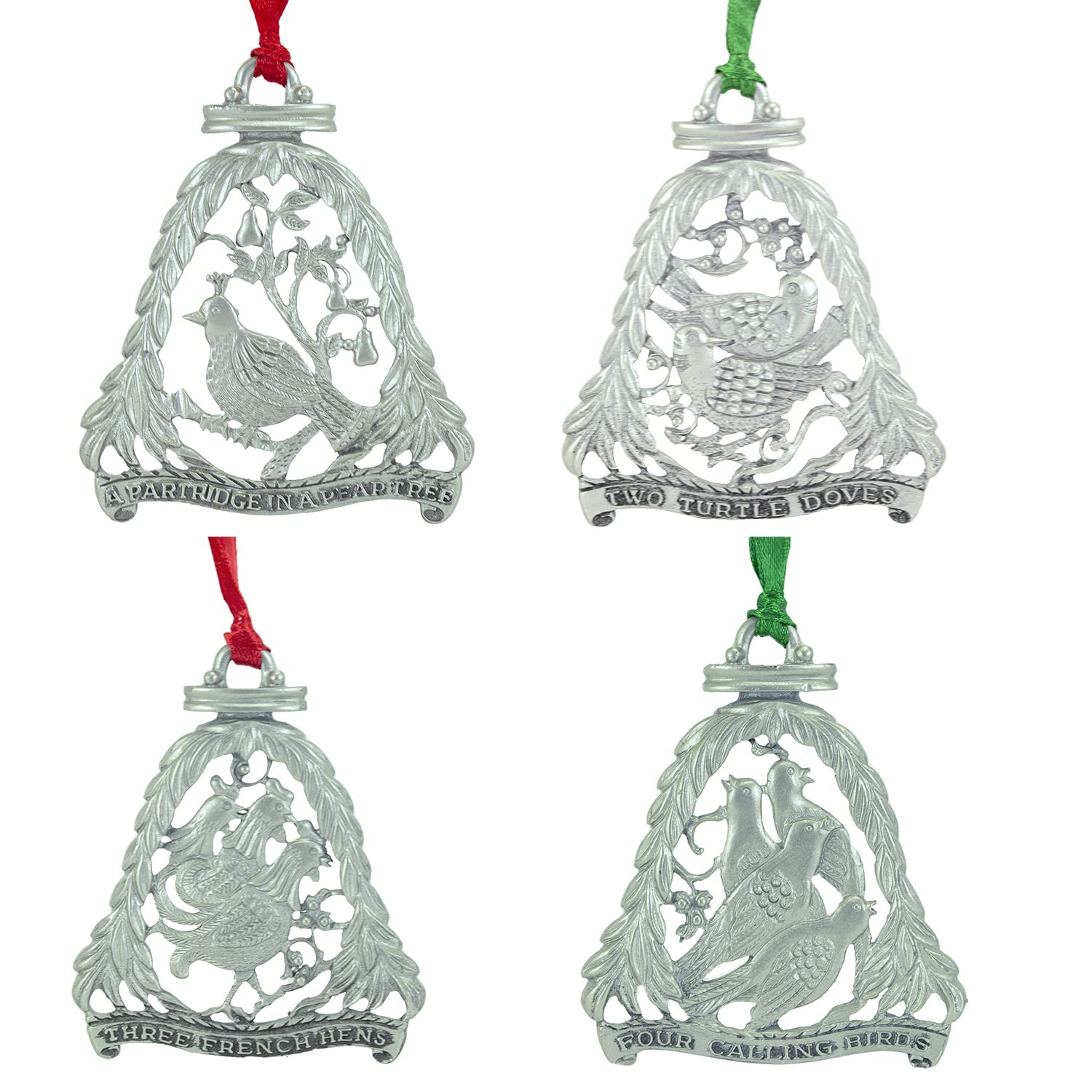 12 Days of Christmas Ornament Set, Set of 12 Metal Ornaments, 3 1/8-Inches, by Abbey & CA Gift