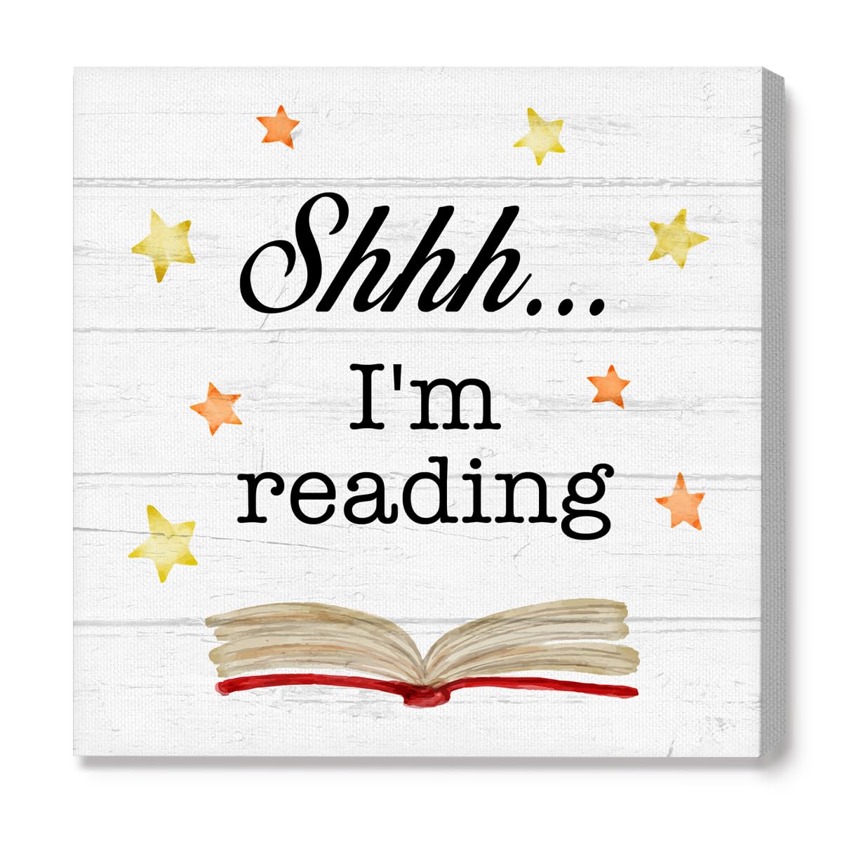 Reading Quotes Shhh I'm Reading Canvas Wall Art Prints Decor Funny Book Lover Poster Painting Framed Artwork for Home Reading Room Library Decorations