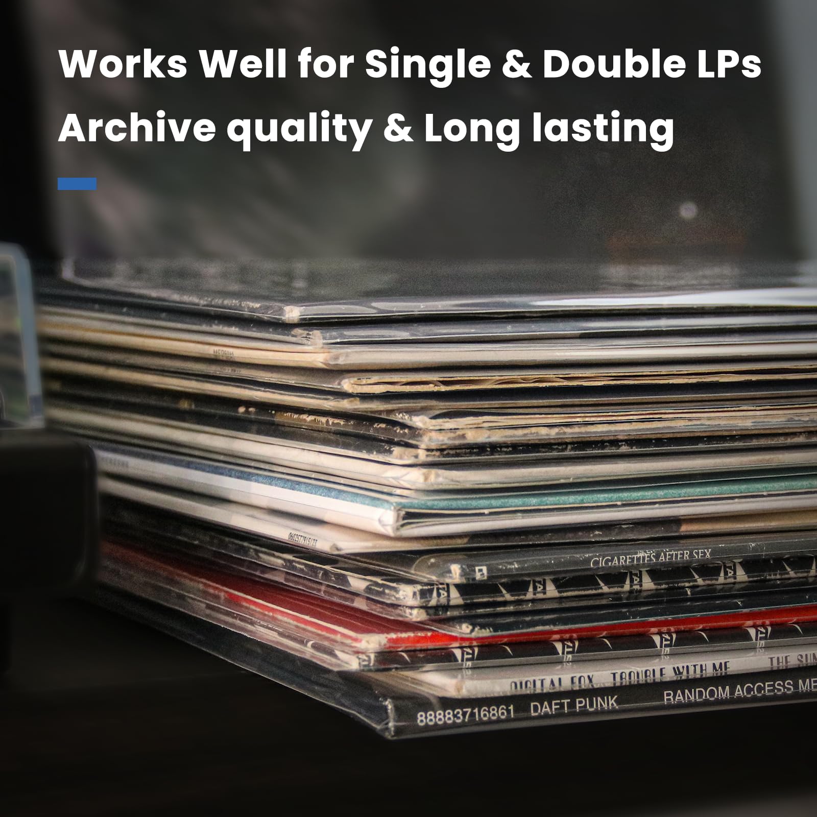 Vinyl Album Covers: 12" LP Vinyl Record Protective Sleeves | Crystal Clear & Durable 3 Mil Thick Record Outer Sleeves, 50 Pcs
