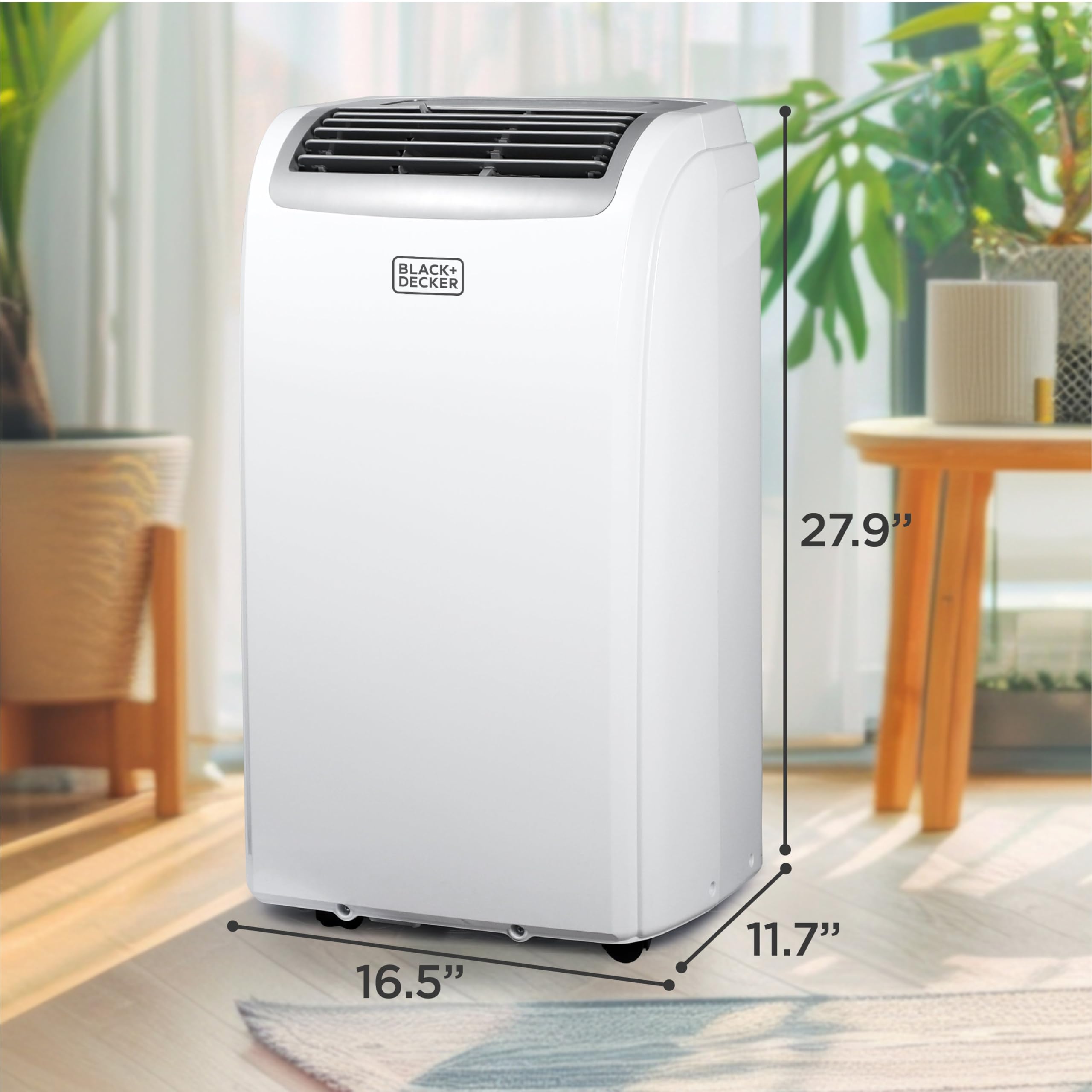BLACK+DECKER 14,000 BTU Portable Air Conditioner, 3-in-1 AC, Dehumidifier and Fan, Portable AC Unit with Remote Control, Auto Evaporation, 3 Speeds, Window Kit Included, White, BPP10WTB