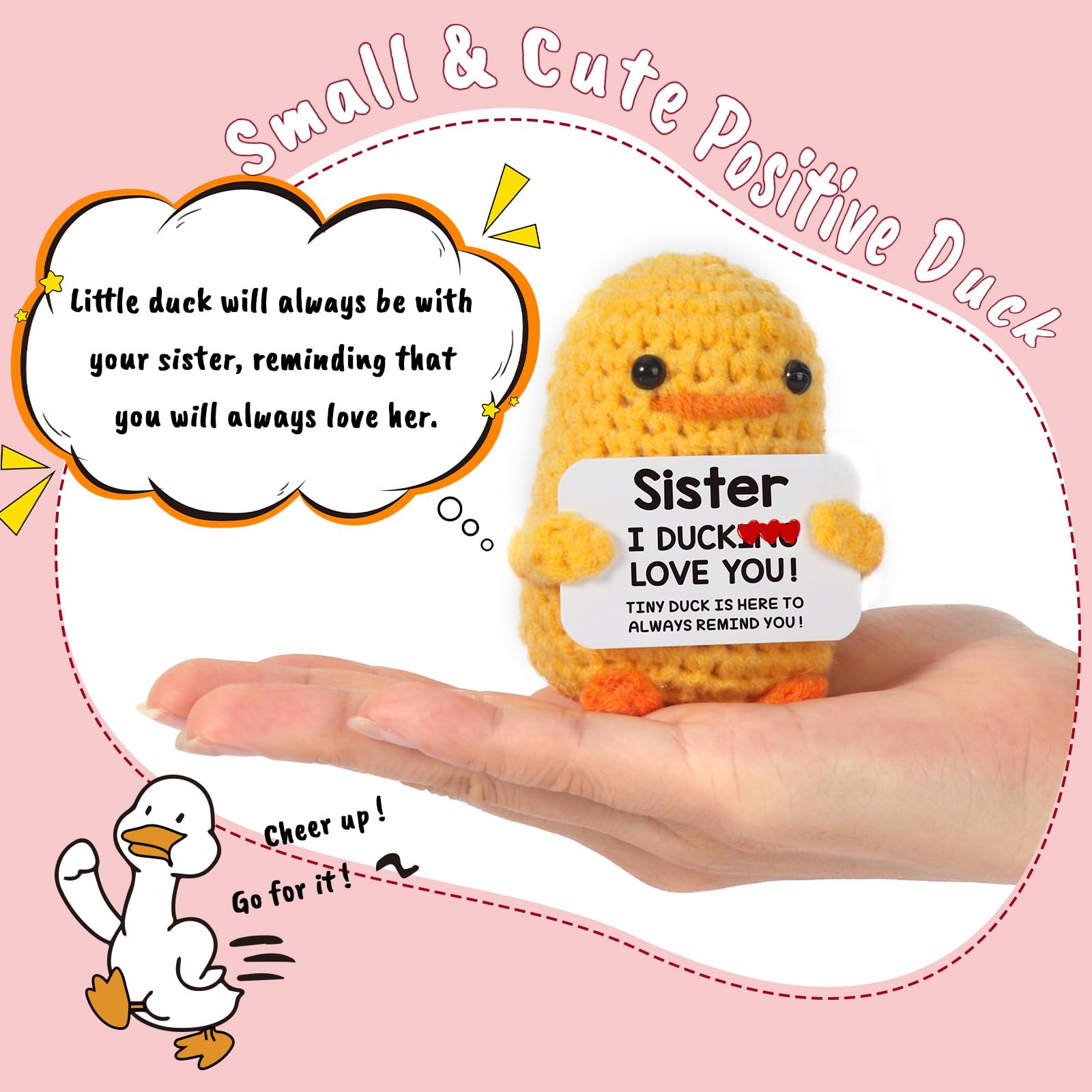 MBL Sister Birthday Handmade Funny Cute Small Duck for Sisters Sis Big Little Sister from Sister Birthday Christmas Stocking Stuffers White Elephant Valentine's Day Gift