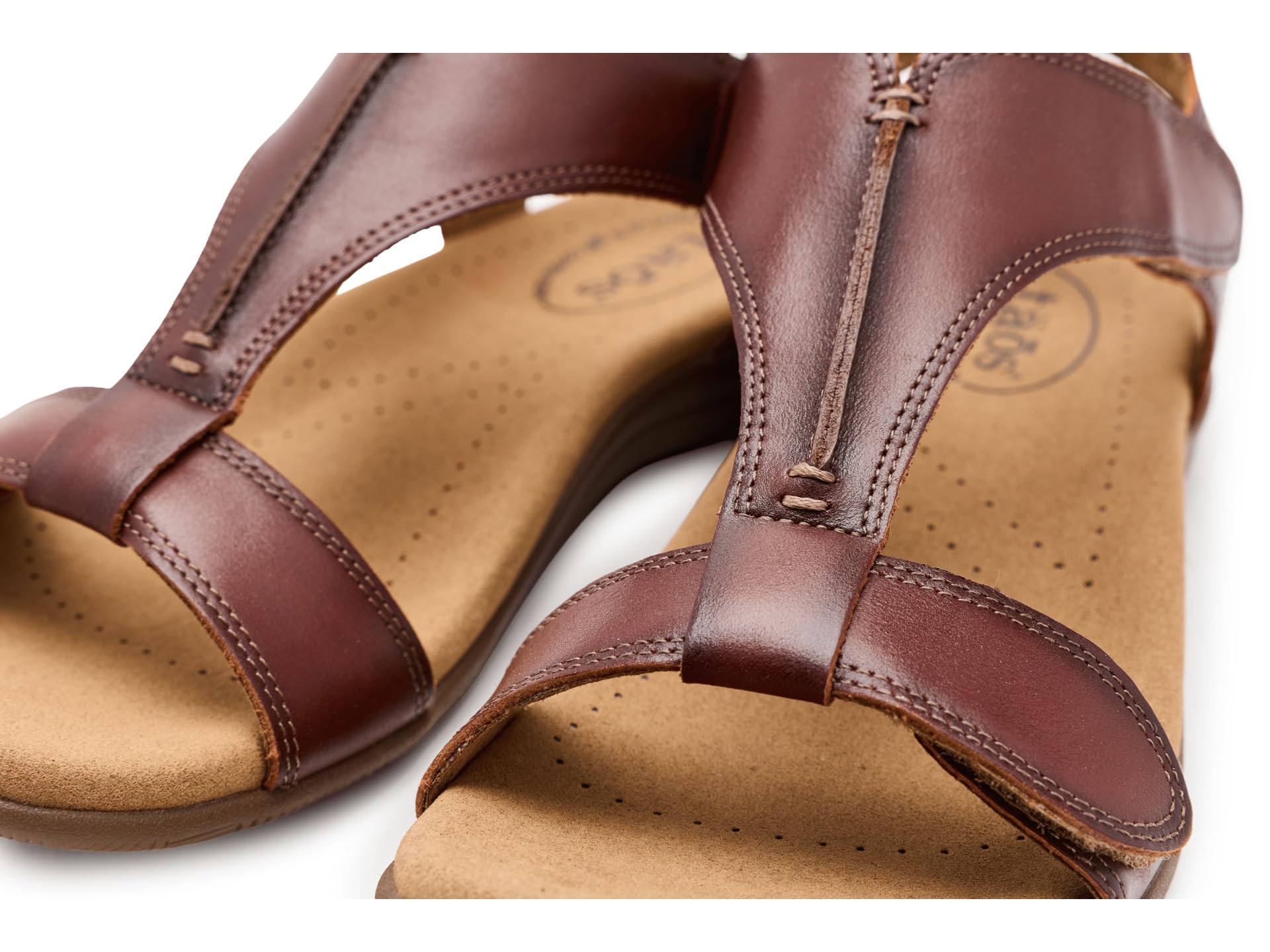 Taos The Show Premium Leather Women's Sandal - Experience Everyday Style, Comfort, Arch Support, Cooling Gel Padding and an Adjustable Fit for Exceptional Walking Comfort Cognac 10 (M) US