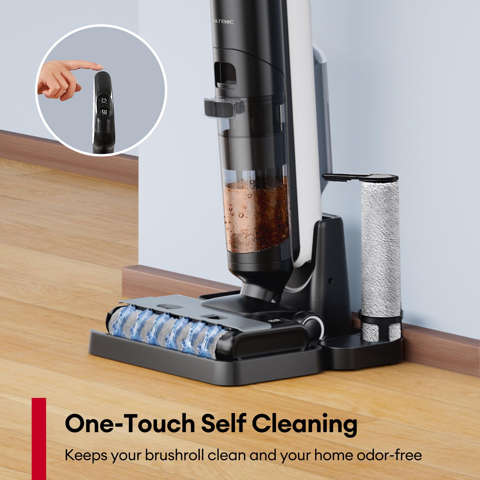 Ultenic Cordless Vacuum Mop All in One Combo, Wet Dry Vacuum Cleaner with Self-Cleaning, Long Runtime, Smart Mess Detection, LCD Display, Great for Hard Floors and Sticky Messes, AC1 Elite