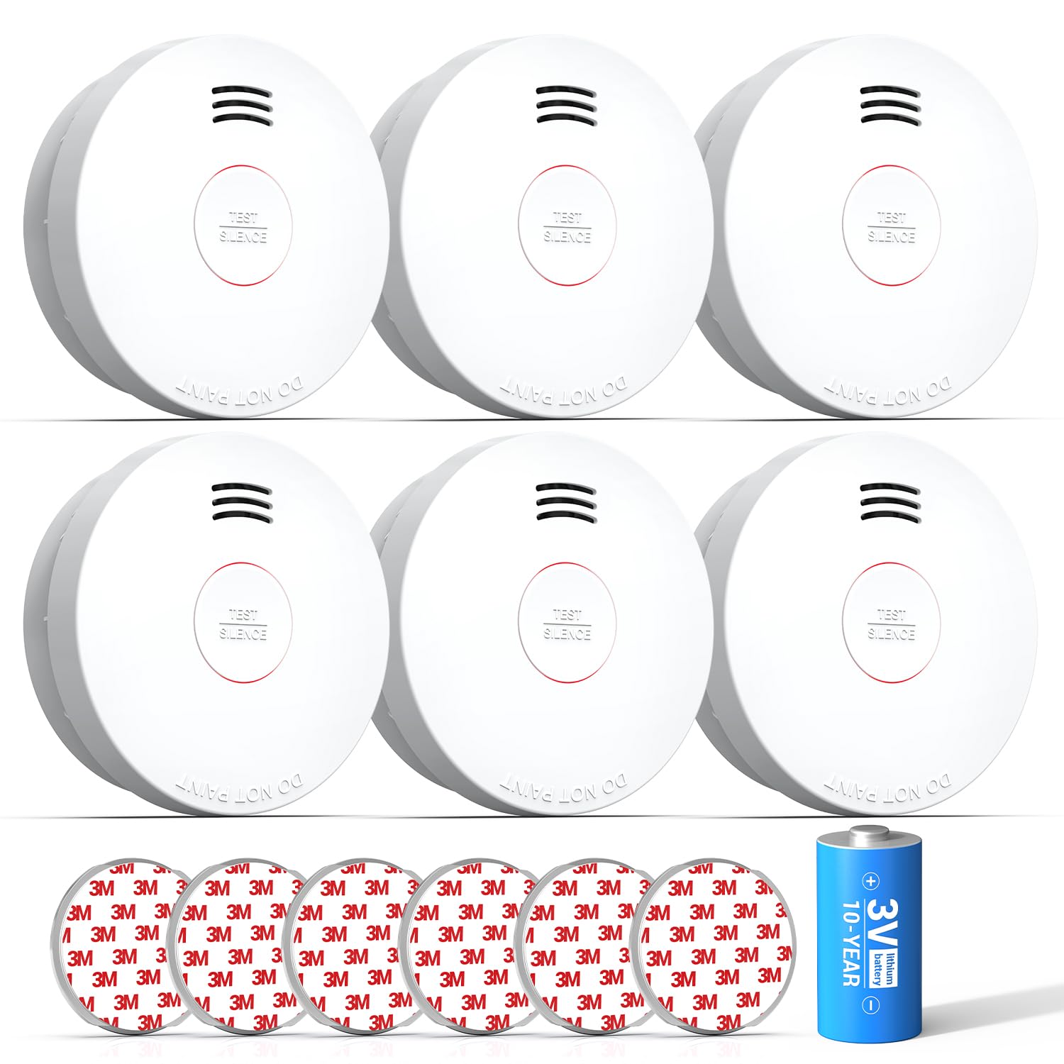 SITERWELL Smoke Detector, Smoke Detector 10 Year Battery with Photoelectric Sensor, Fire Alarm with Low Battery and Fault Warning for House and Bedroom, UL217-9th Listed, GS525A, 6 Packs