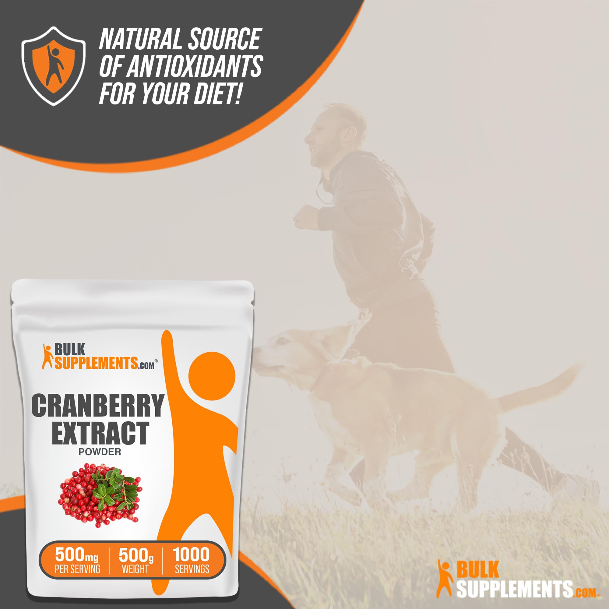 BulkSupplements.com Cranberry Extract Powder - Cranberry Supplements for Women & Men, Cranberry Extract 500mg - Vegan & Gluten Free, 500mg per Serving, 500g (1.1 lbs) (Pack of 1)