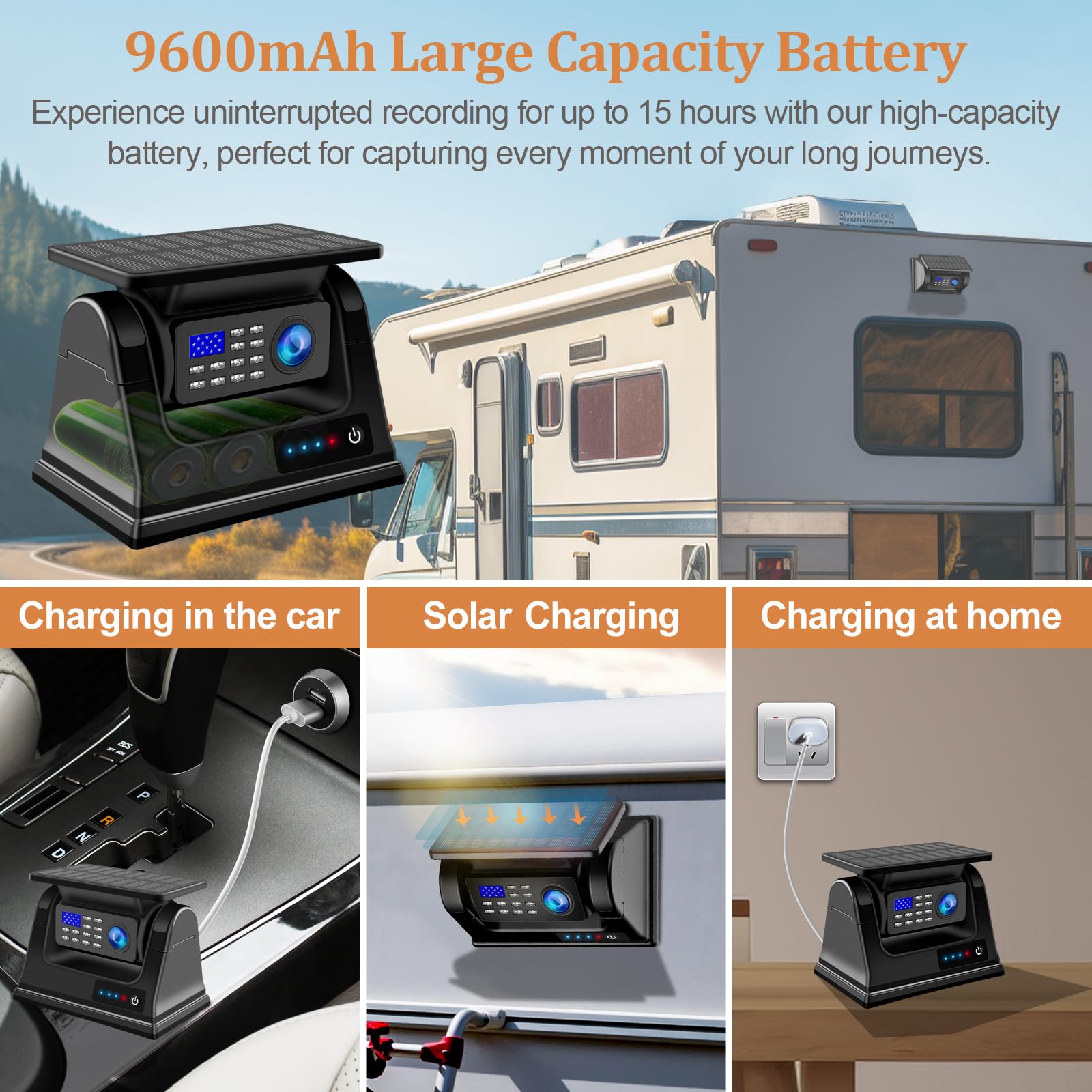 Magnetic Solar Wireless Backup Camera: 5 Inch DVR 1080P HD IPS Monitor, Rechargeable Reverse Camera System, Portable Cordless Rear View Camera for Truck RV Camper Hitching Gooseneck Horse Trailer