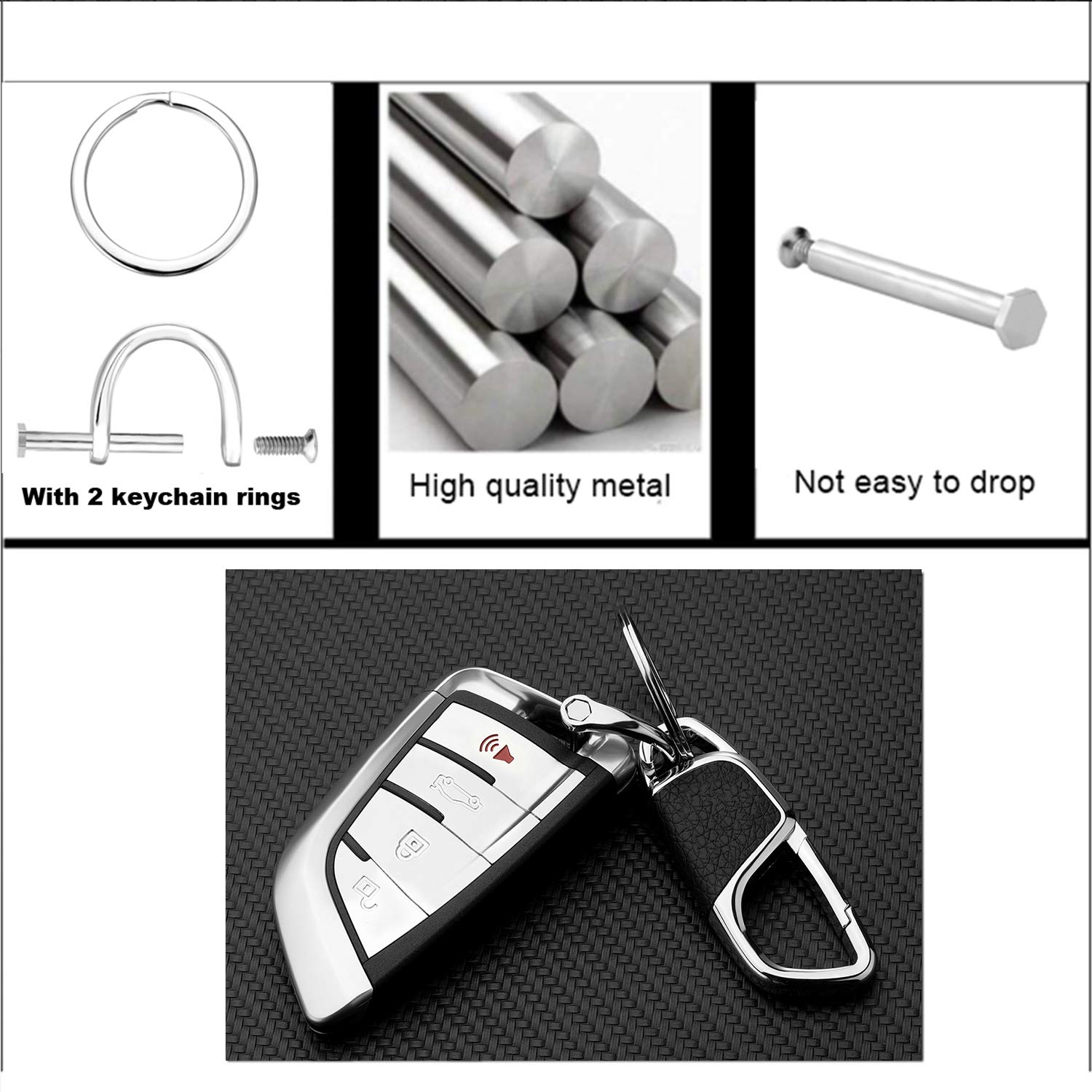 Car Keychain Replacement for BMW Keyring, Car Fob Key Keychain Holder and Anti-Lost D-Ring for Men Women