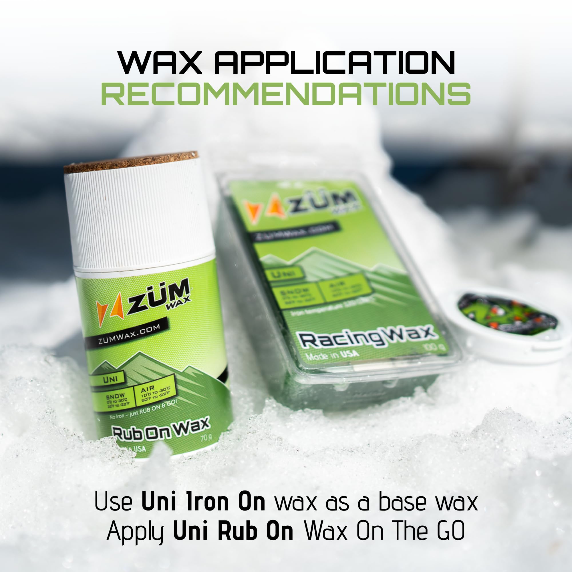 ZUMWax Iron-On Ski/Snowboard/Nordic/Cross-Country Wax, 140g, Long-Lasting, Secret Vanilla Scent, Made in USA, PFAS-Free. 100% Hydrocarbon Wax. Fast, Durable, eco-Friendly for All Conditions!
