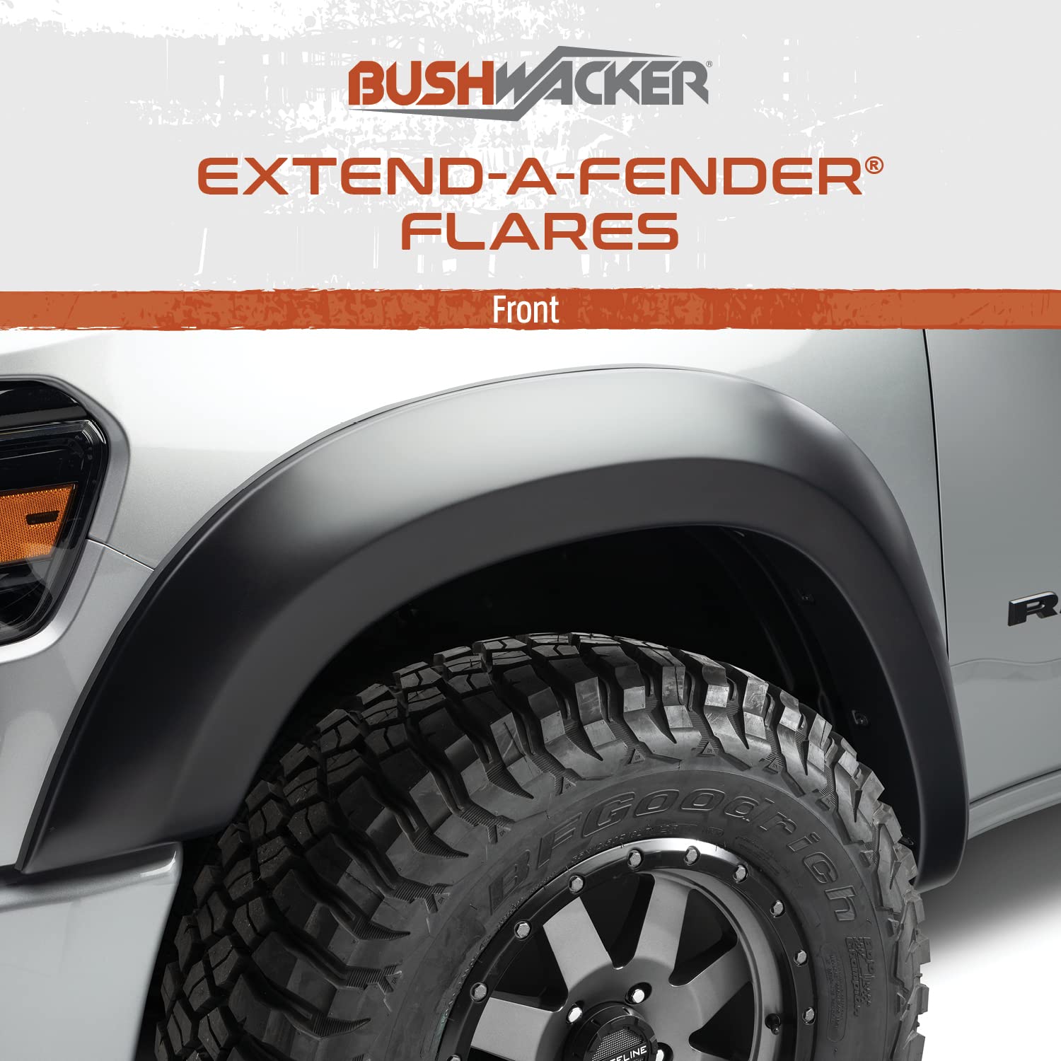 Bushwacker Extend-A-Fender Extended Front Fender Flares | 2-Piece Set, Black, Smooth Finish | 50055-02 | Fits 2019-2024 Dodge RAM 1500 (Excludes Rebel & TRX Models)