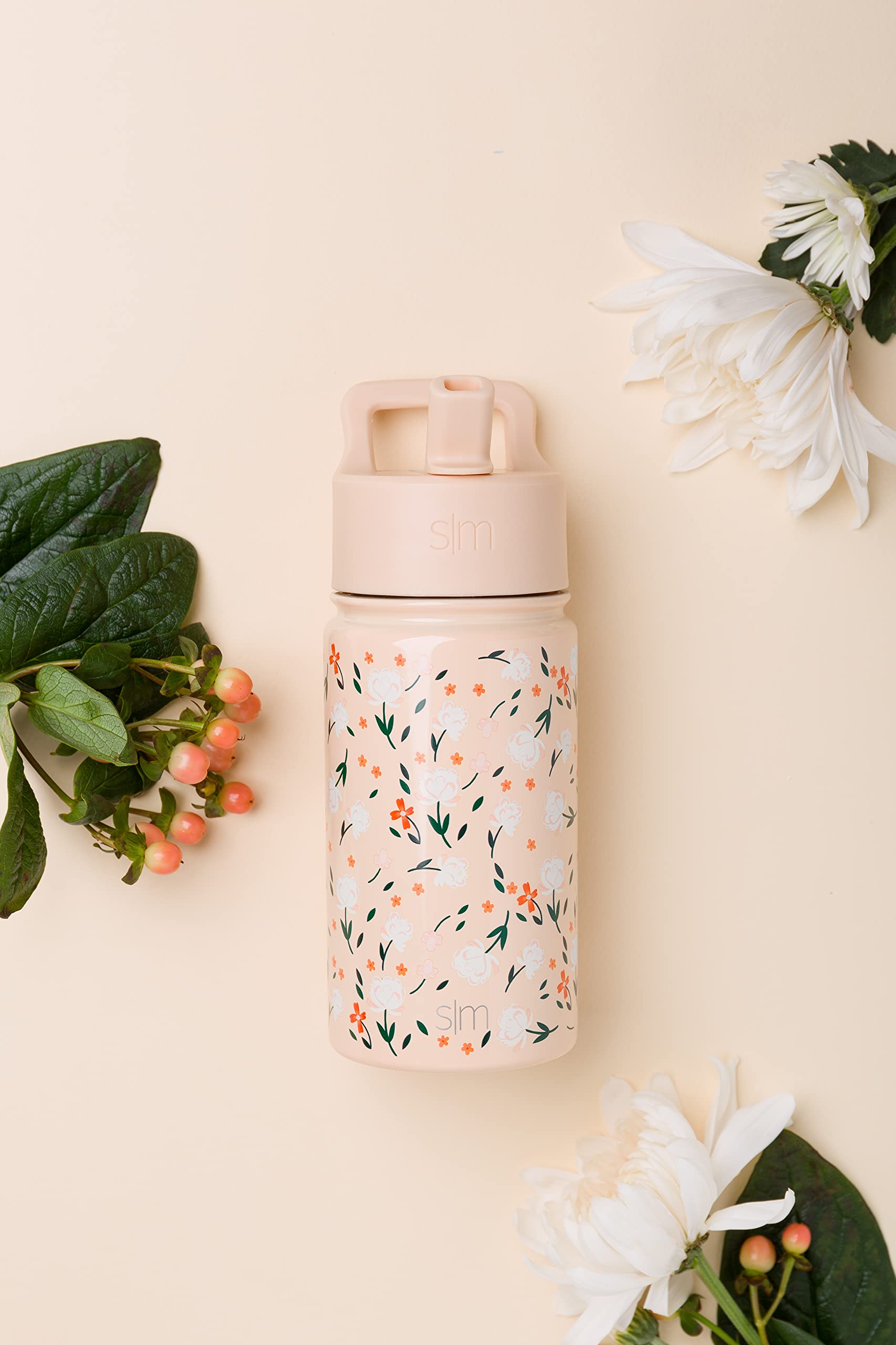 Simple Modern Kids Water Bottle with Straw Lid | Insulated Stainless Steel Reusable Tumbler for Toddlers, School | Summit Collection | 14oz, Chloe Floral