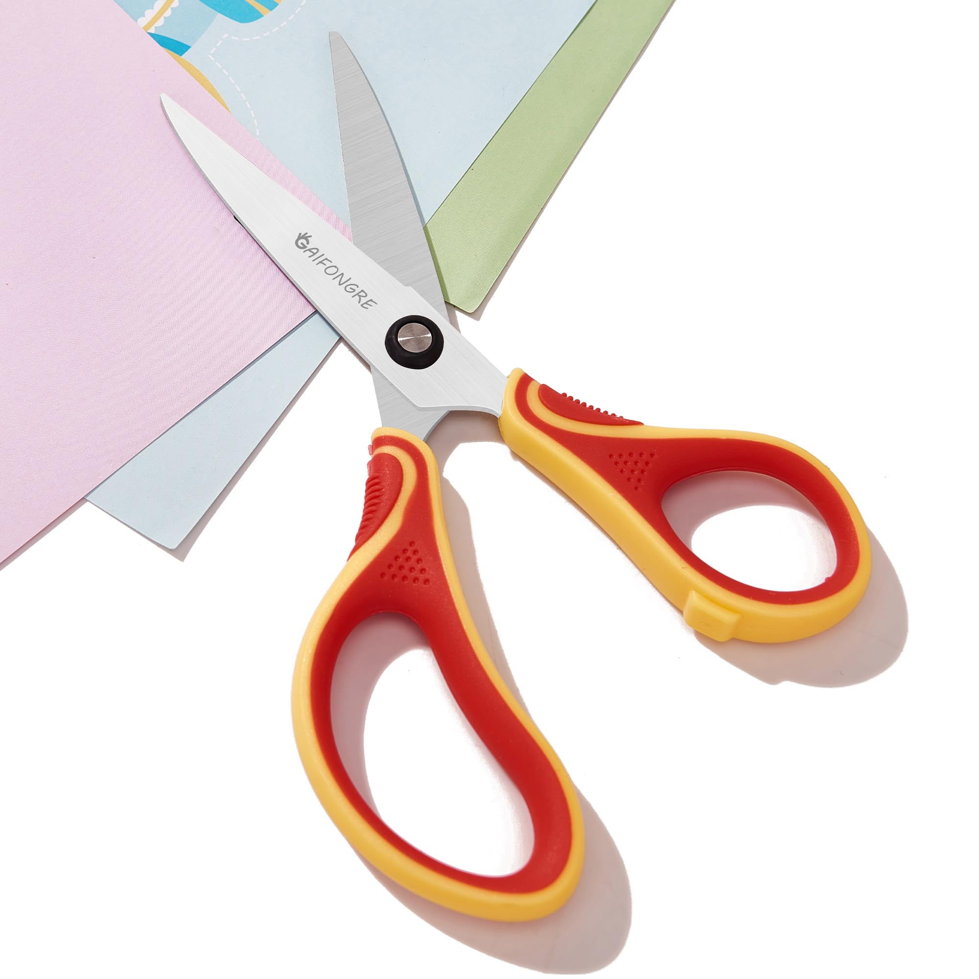 7" Student Scissors Set of 3-pack,Children Scissors, Pointed Tip Blades For Kids,Kids Scissors Ages 8-10 8-12 8-16 for School Crafting Project,Great for DIY, Arts, Home, Red/Pink/Blue