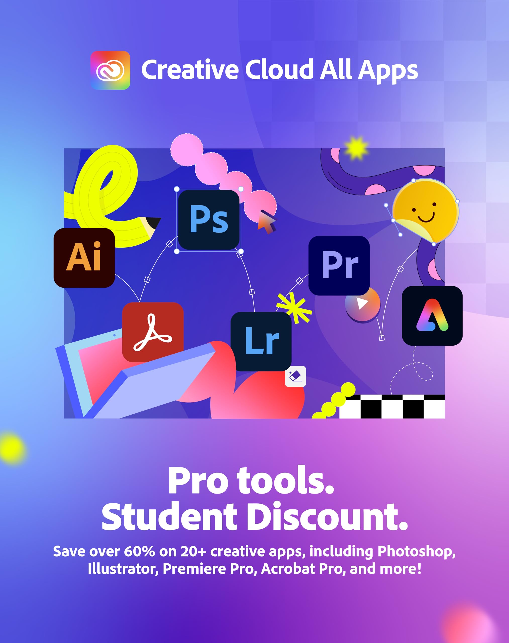 Adobe Creative Cloud All Apps | Student & Teacher Discount |PC/MAC Online Code