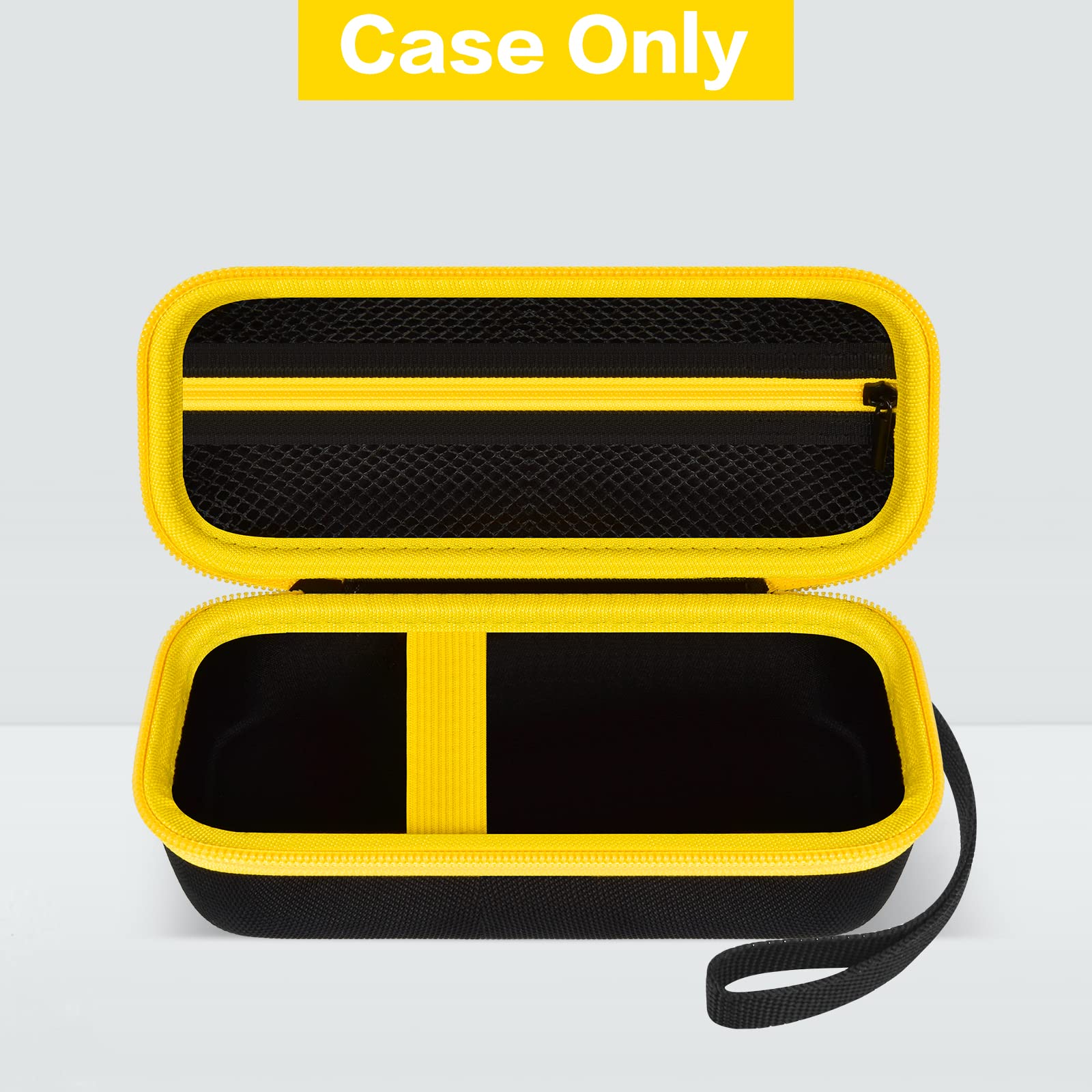Case Compatible with Portable Air Pump, 120 PSI Air Compressor, Car Tire Inflator Storage Bag for USB Cable, Air House, Connector and Accessories (Box Only)-Black+Yellow Zipper