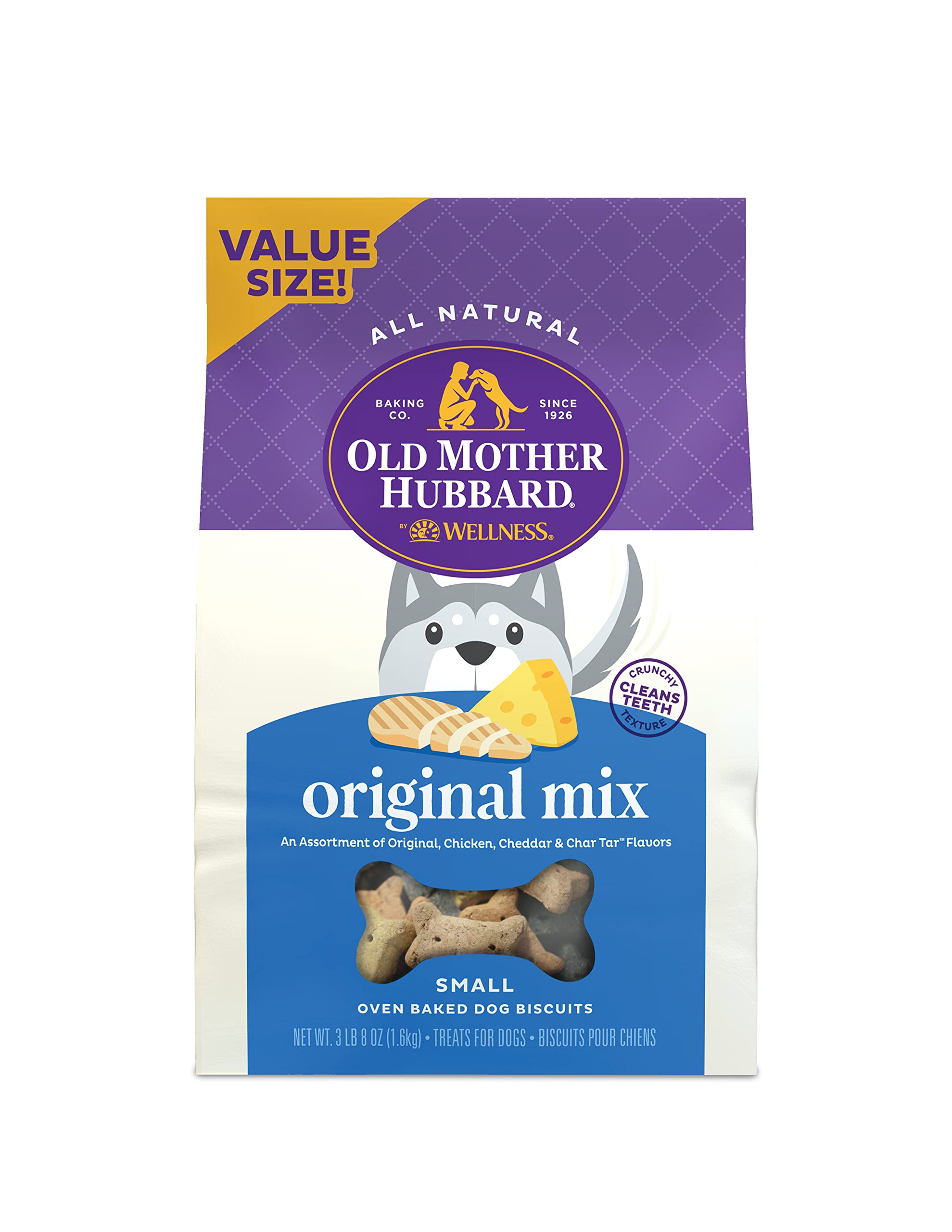 Old Mother Hubbard by Wellness Classic Original Mix Natural Dog Treats, Crunchy Oven-Baked Biscuits, Ideal for Training, Small Size, 3.8 pound bag